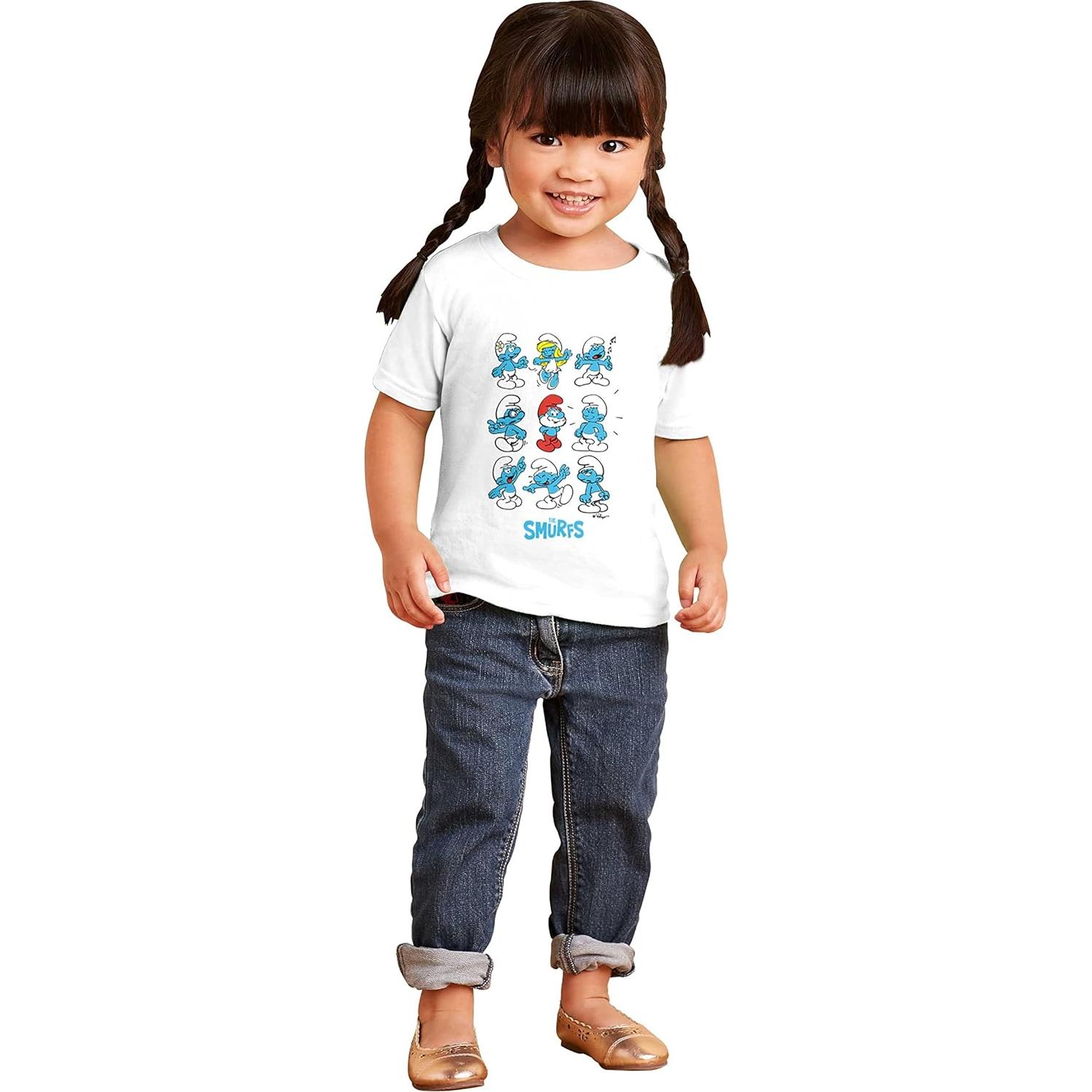 Camiseta Blanca Niños Pitufos Papa Pitufo y Pitufoleta 3T