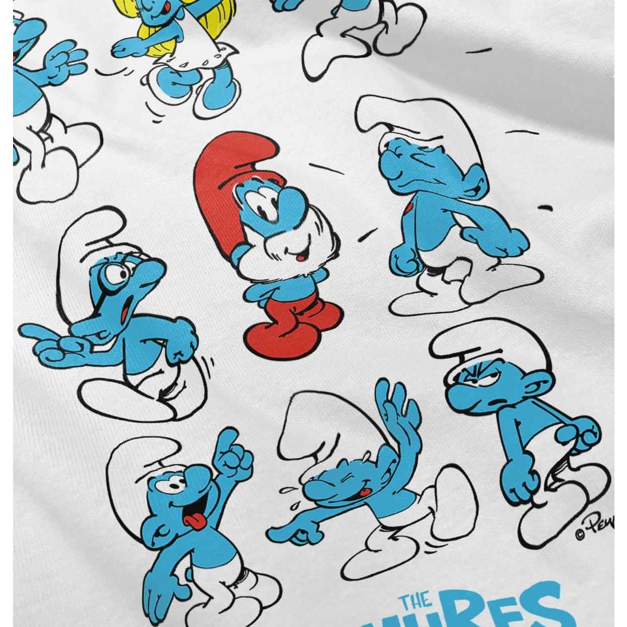 Camiseta Blanca Niños Pitufos Papa Pitufo y Pitufoleta 3T