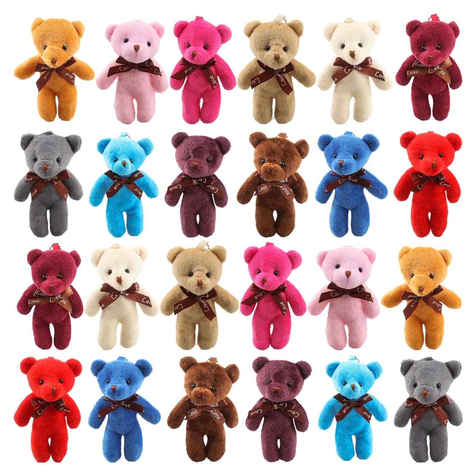 36 Mini Osos de Peluche Haconba 12 Colores 12 cm para Fiestas