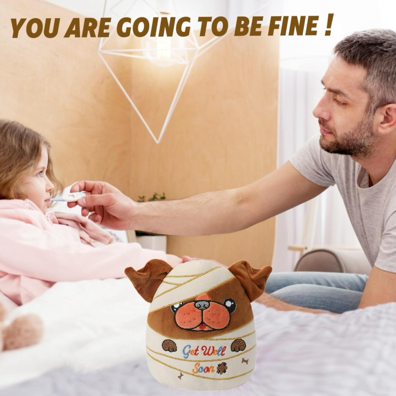 Perro de Peluche Bulldog NIUBEHOHO 28 cm con Vendajes