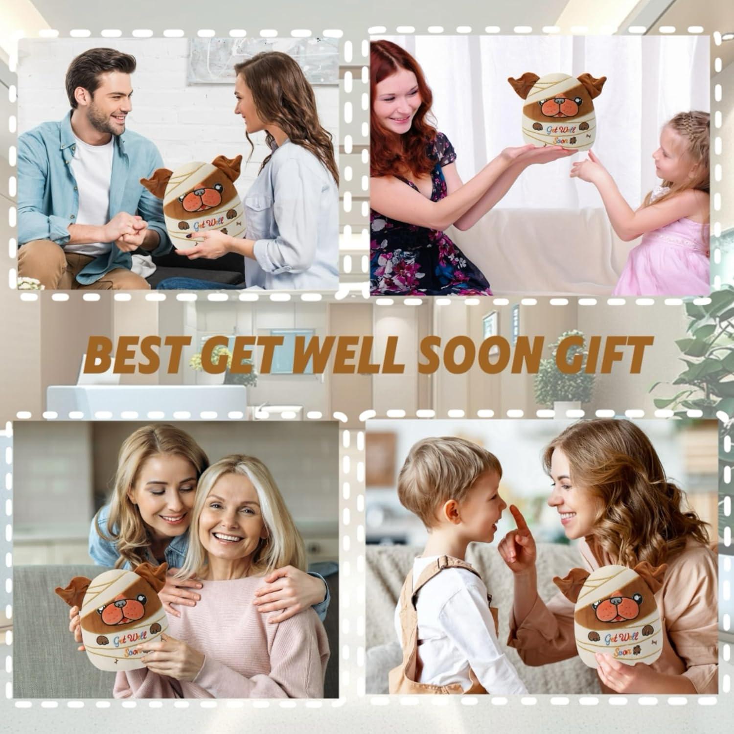 Perro de Peluche Bulldog NIUBEHOHO 28 cm con Vendajes