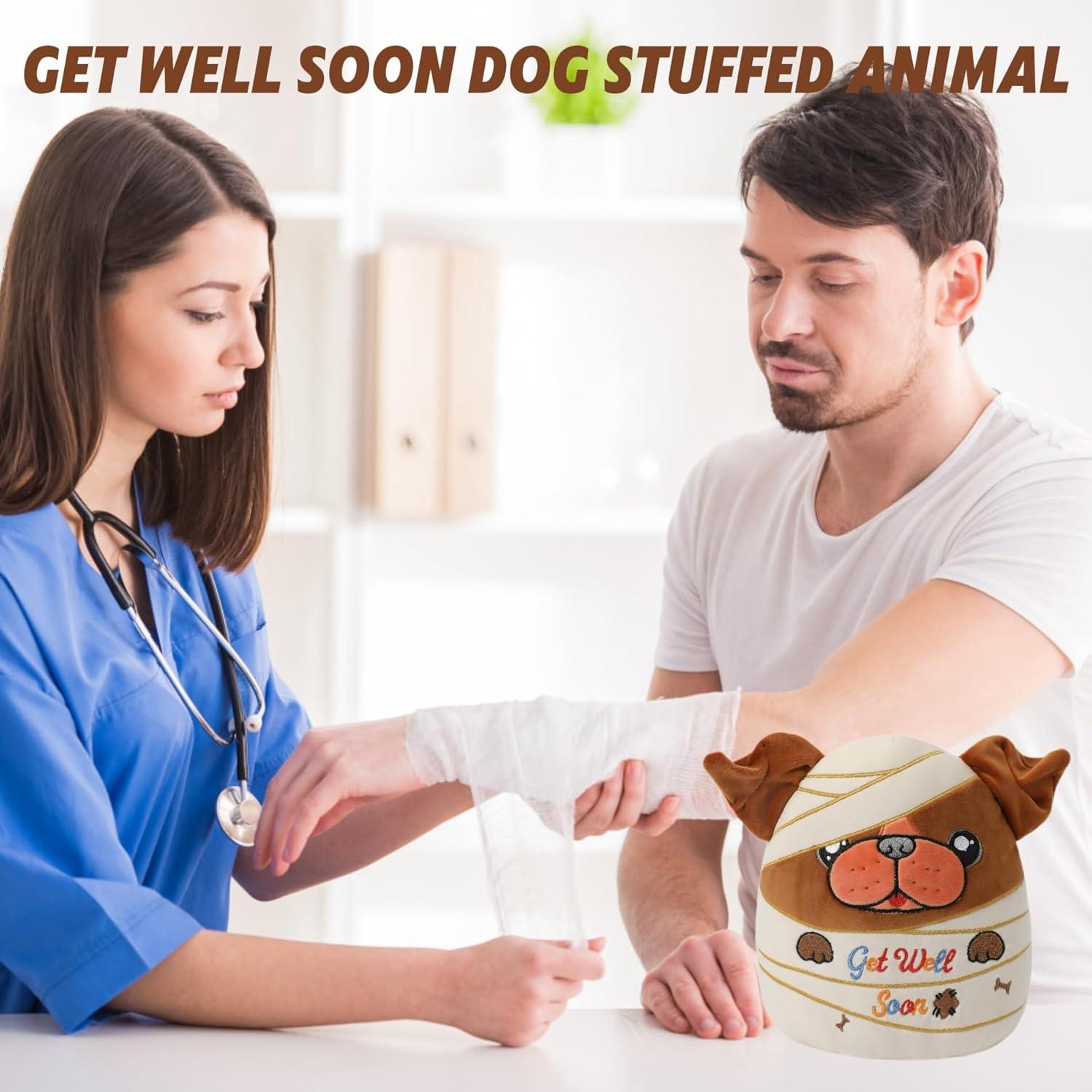 Perro de Peluche Bulldog NIUBEHOHO 28 cm con Vendajes