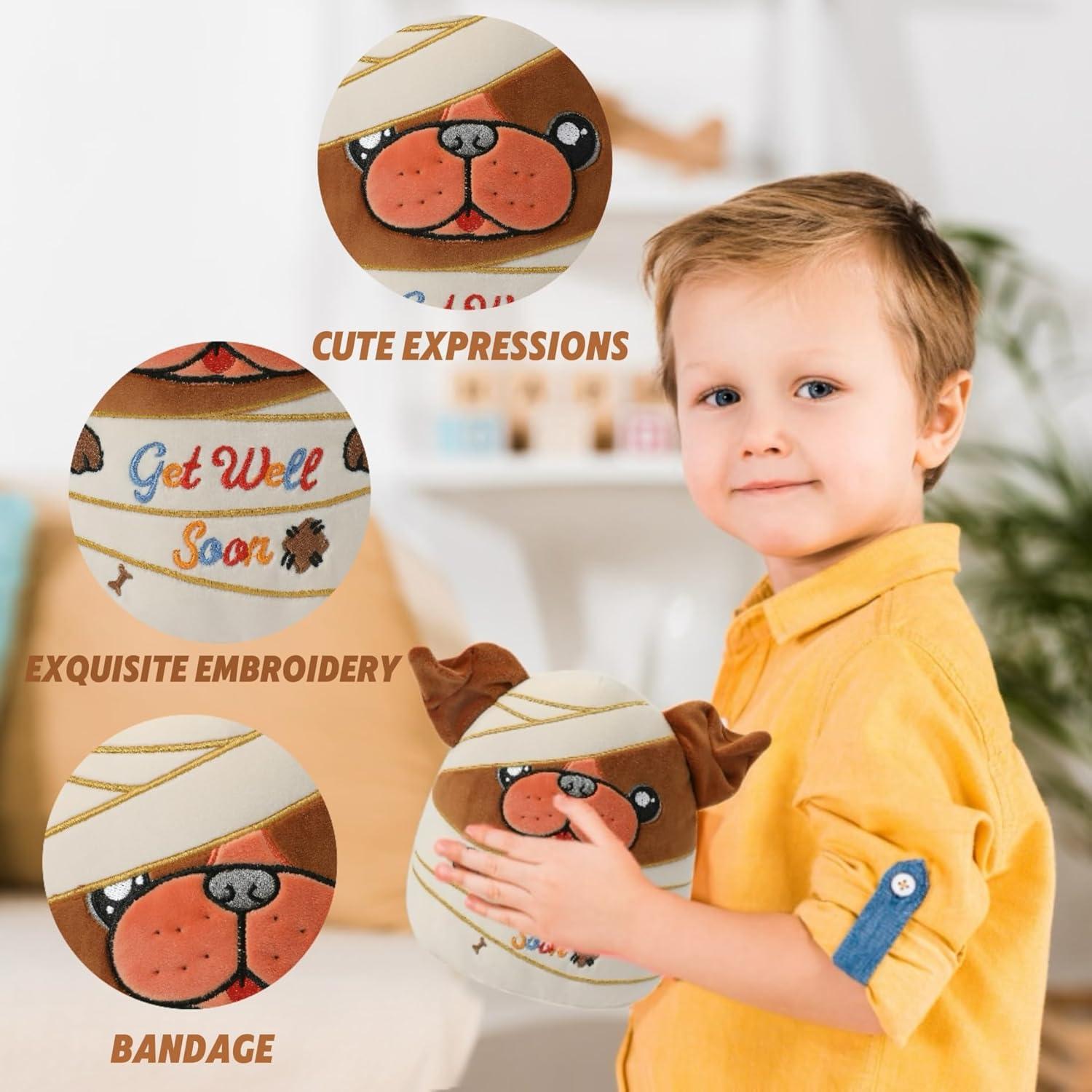 Perro de Peluche Bulldog NIUBEHOHO 28 cm con Vendajes