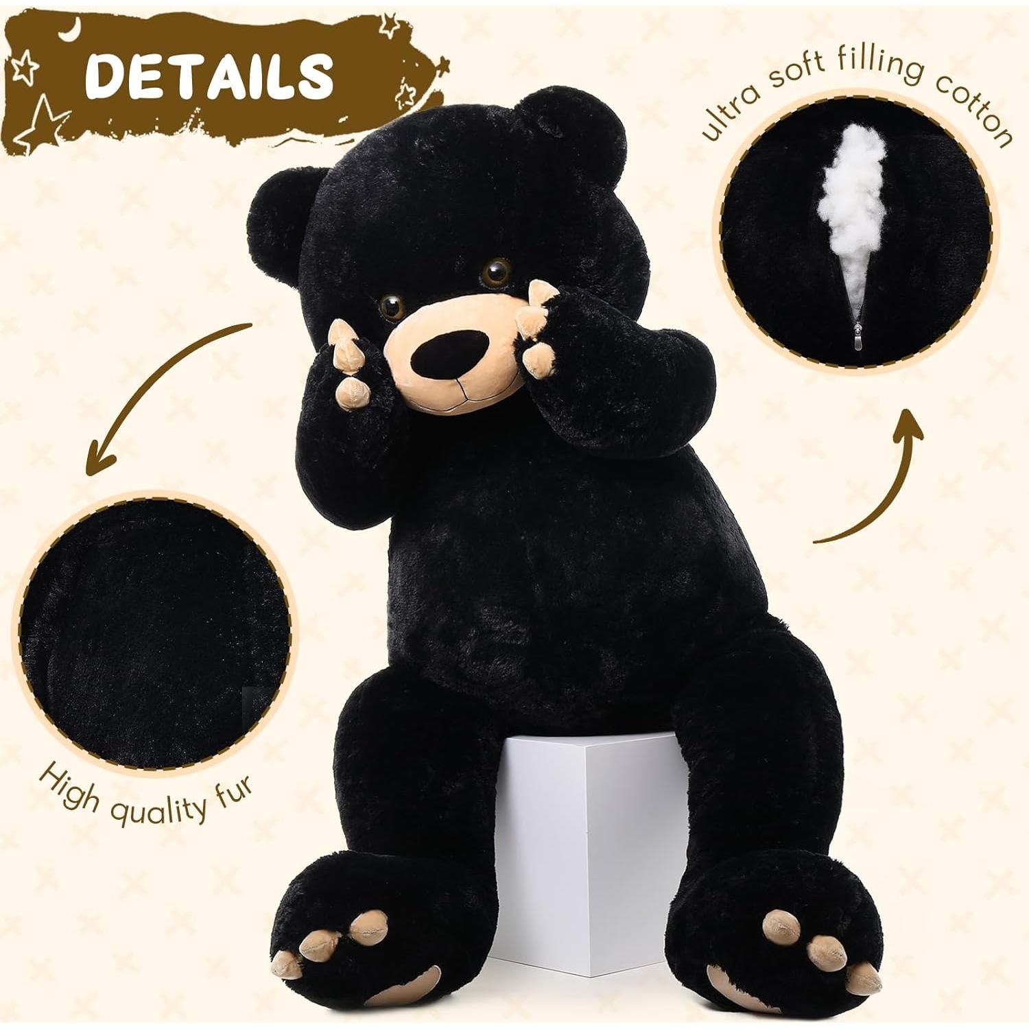 Oso de Peluche Gigante Tezituor 150 cm Negro para Regalo