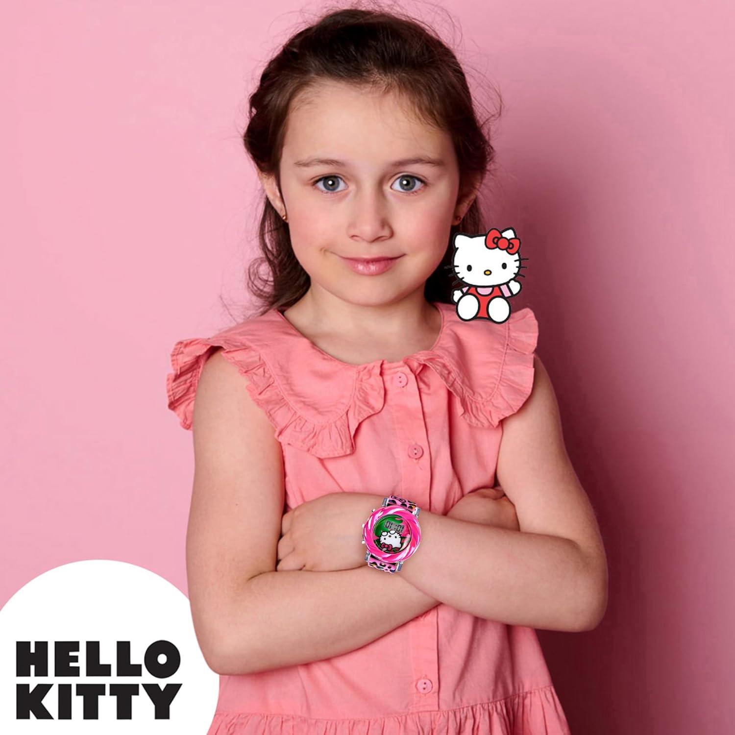 Reloj LCD Hello Kitty Accutime para Niñas - Correa Rosa, LED