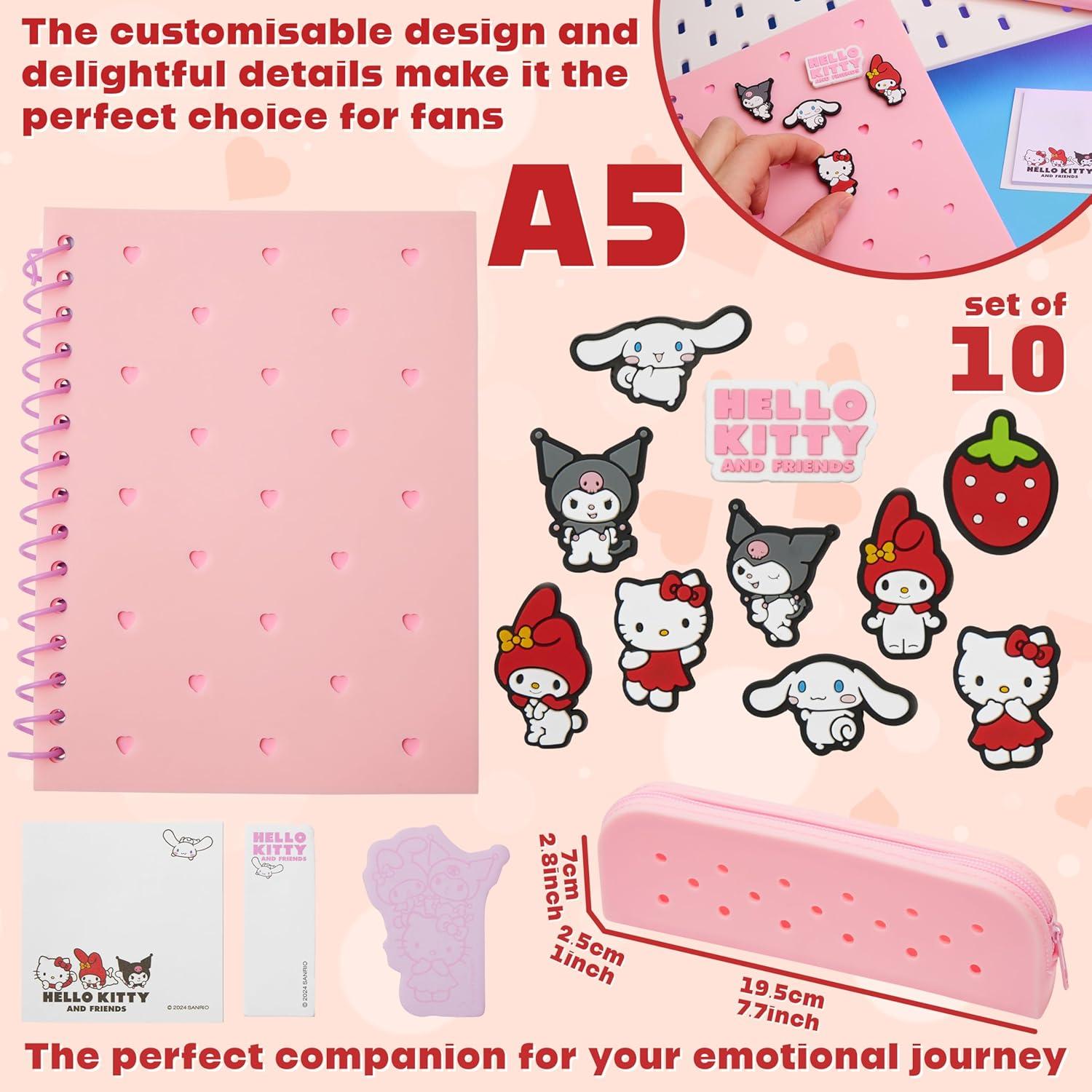 Set de Papelería Hello Kitty A5 con Estuche y Notas Adhesivas