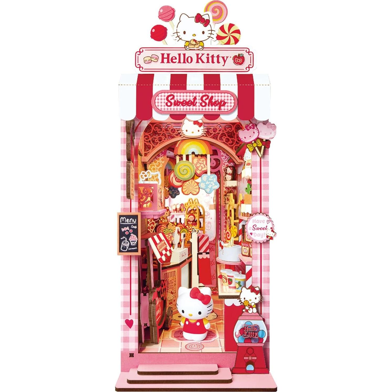 Kit de Rincón de Libros Hello Kitty Hands Craft - Miniatura DIY con LED