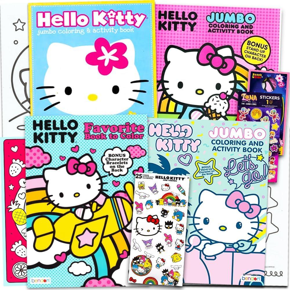 Set de Libros para Colorear Hello Kitty - 4 Libros + Stickers