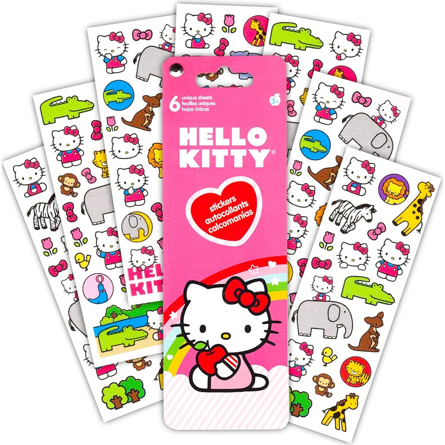 Bolso de peluche Hello Kitty para niñas con correas y pegatinas