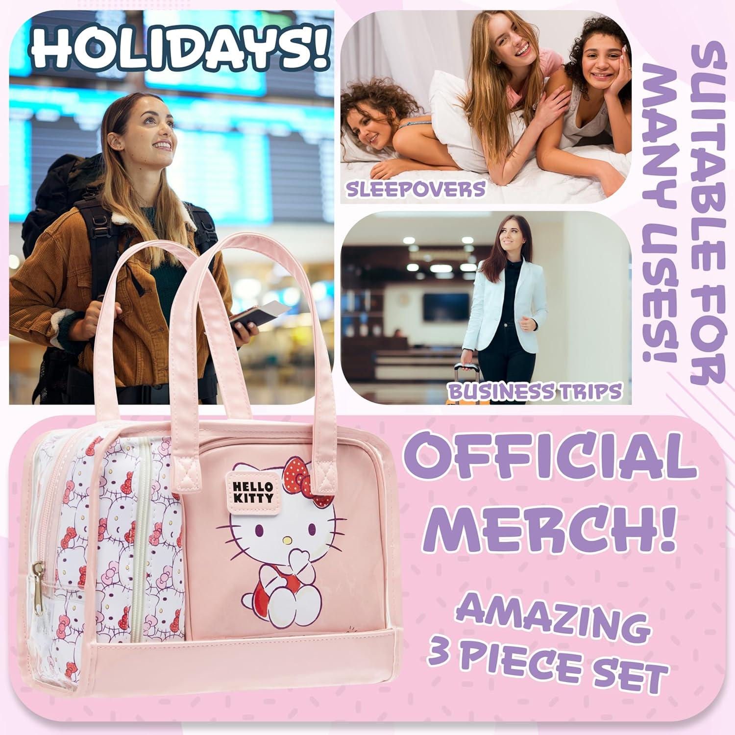 Conjunto de 3 Bolsas de Aseo Hello Kitty - Estuche de Maquillaje