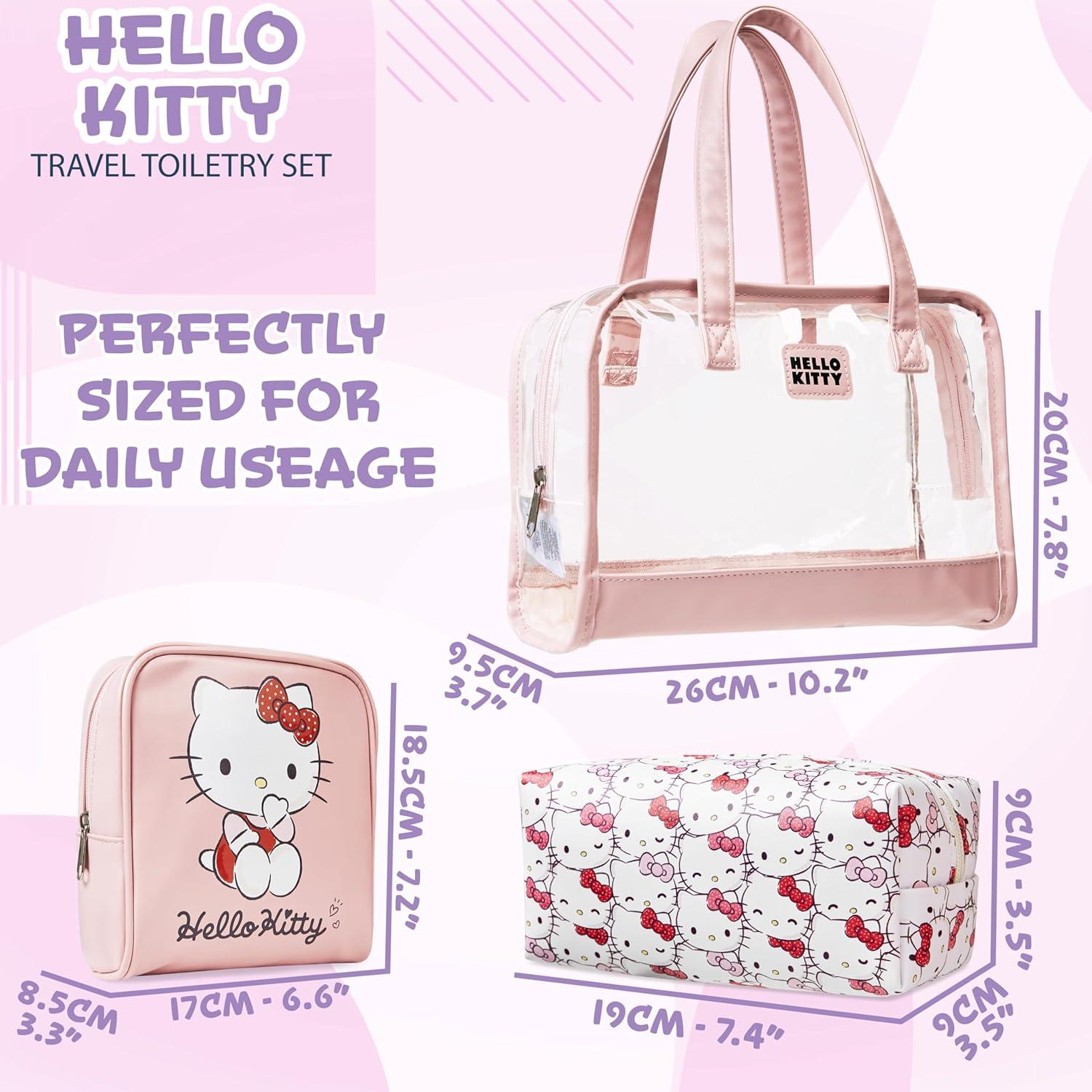Conjunto de 3 Bolsas de Aseo Hello Kitty - Estuche de Maquillaje
