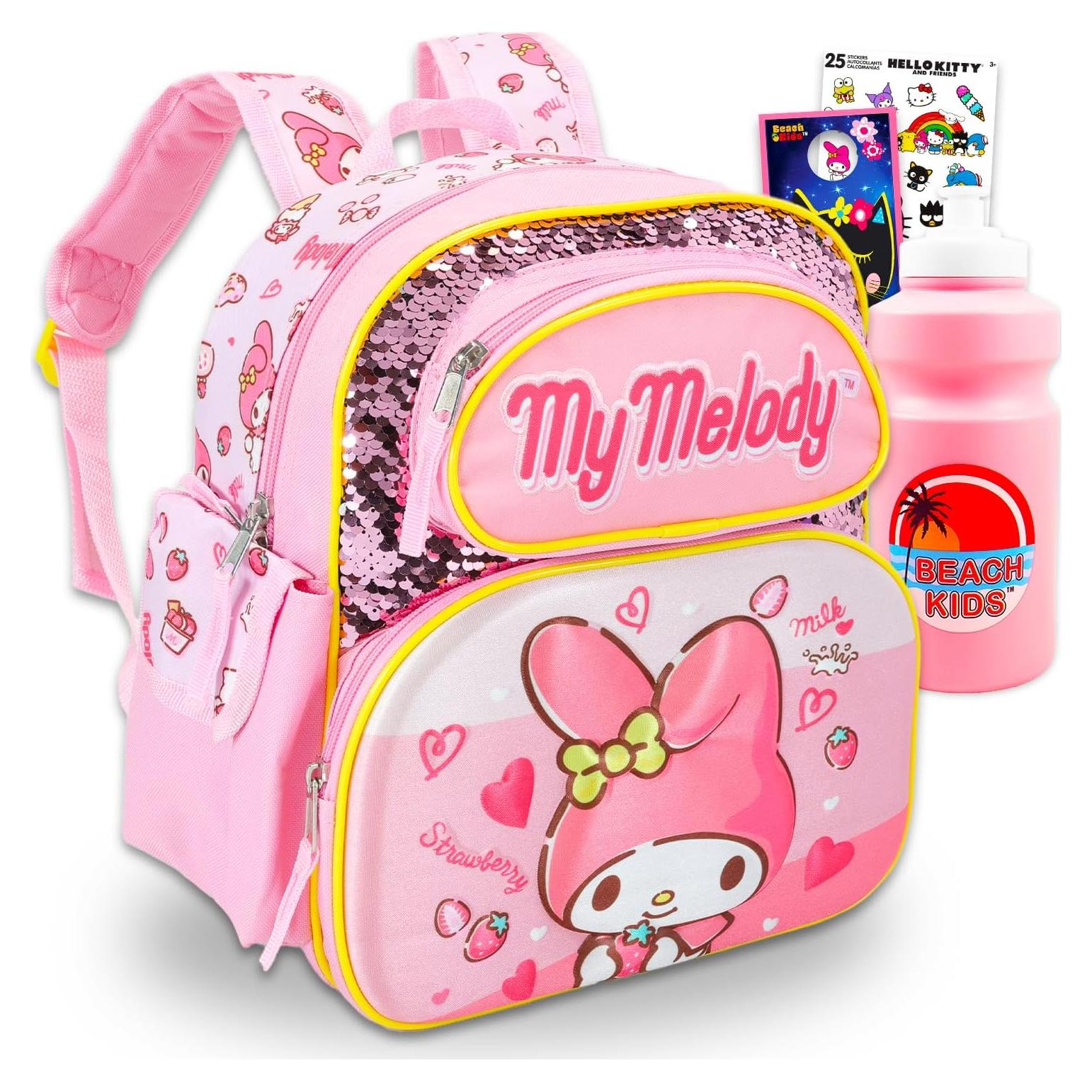 Mochila Mini My Melody para Niñas 30.48 cm + Stickers y Botella