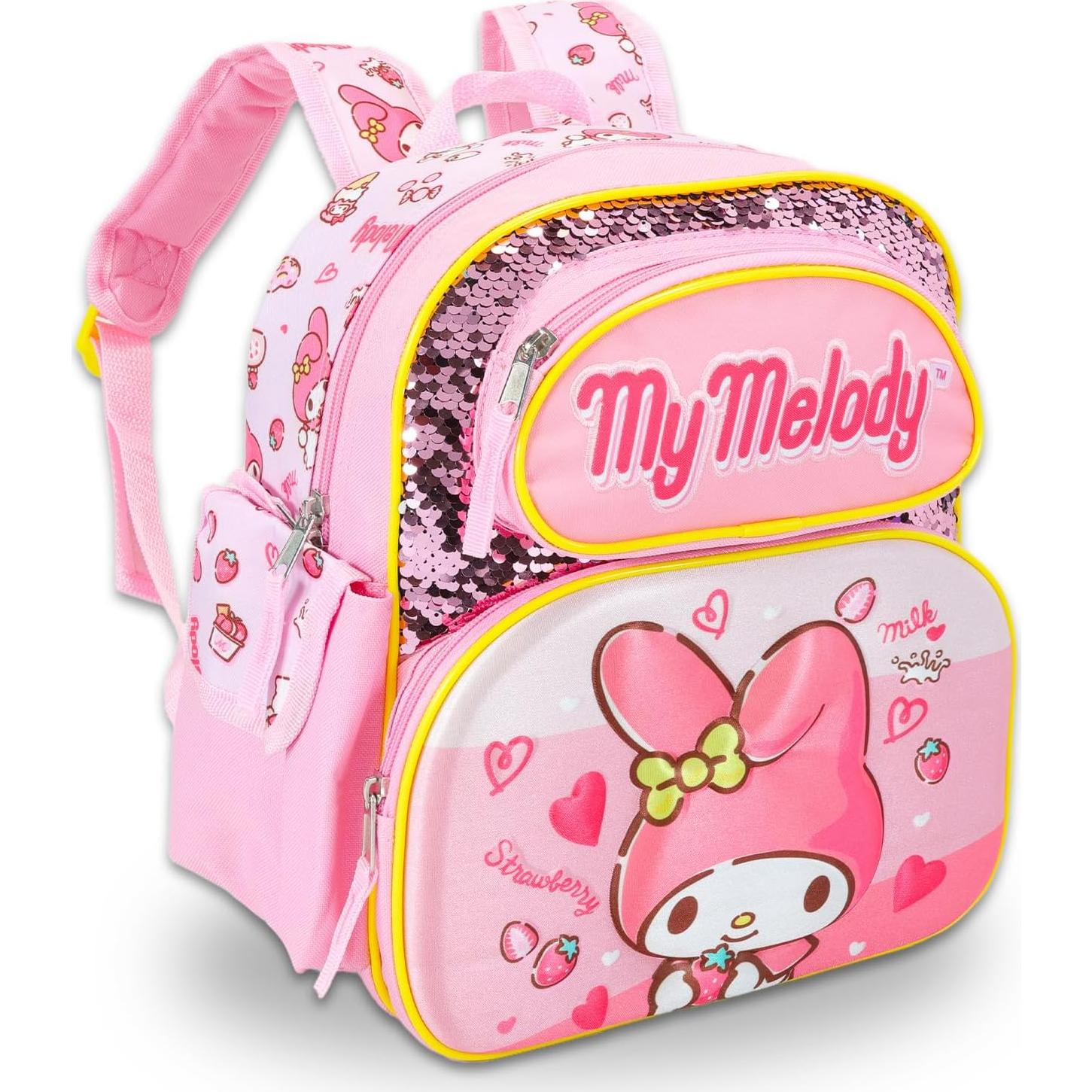 Mochila Mini My Melody para Niñas 30.48 cm + Stickers y Botella