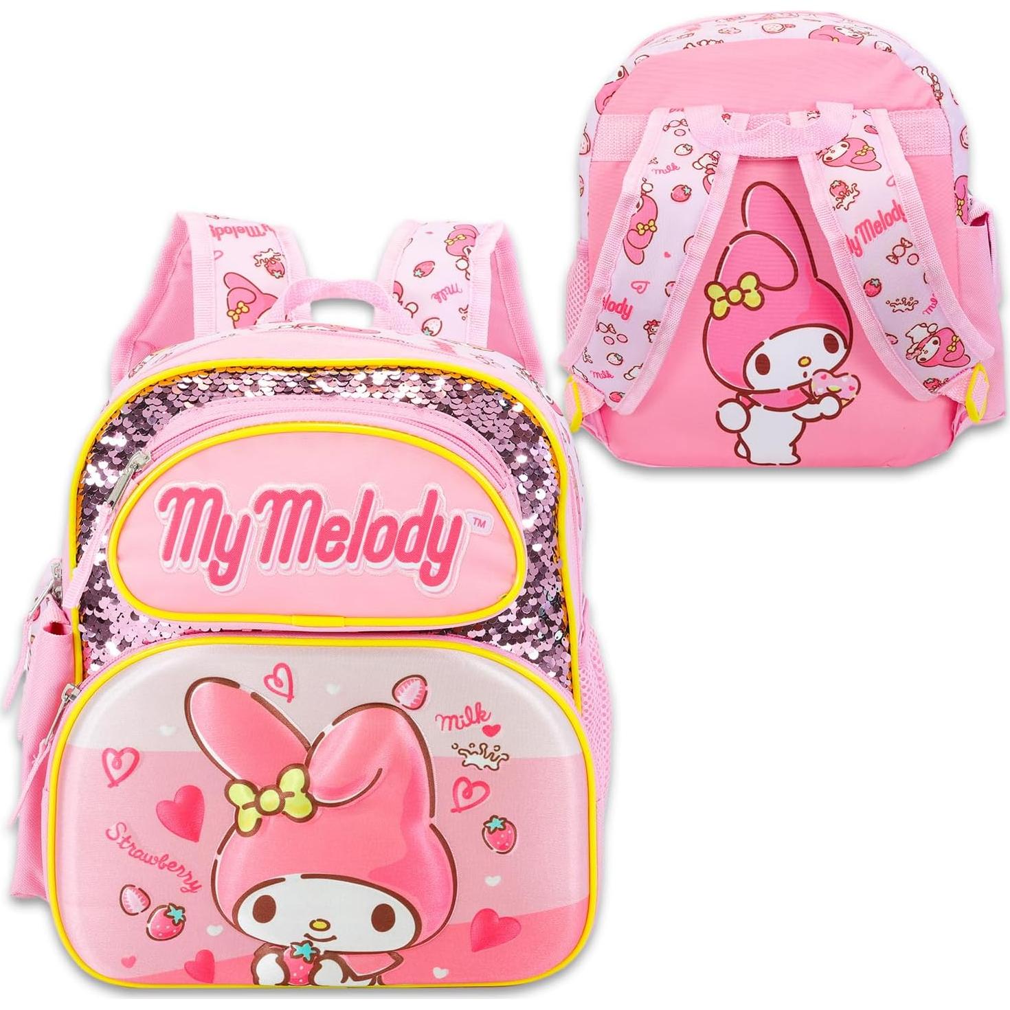 Mochila Mini My Melody para Niñas 30.48 cm + Stickers y Botella