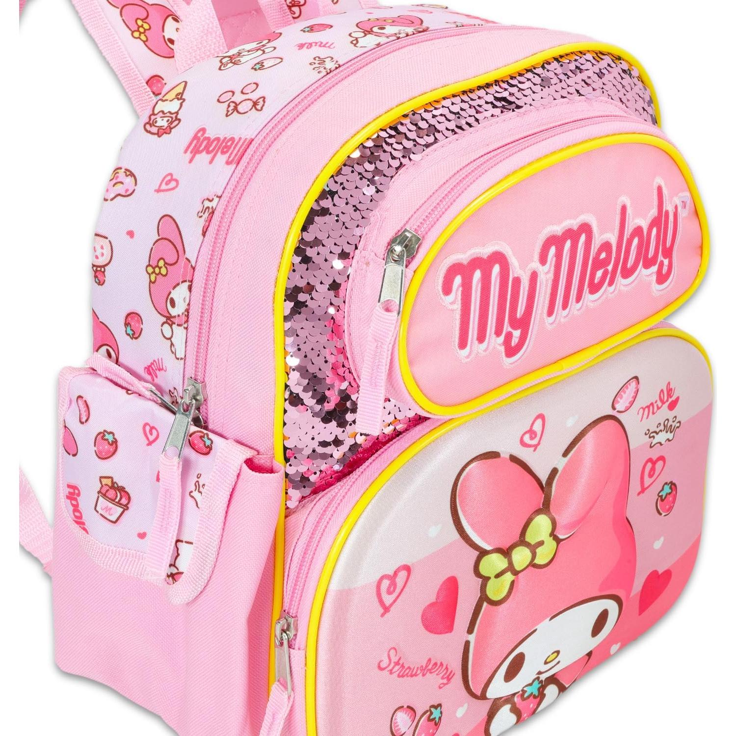 Mochila Mini My Melody para Niñas 30.48 cm + Stickers y Botella