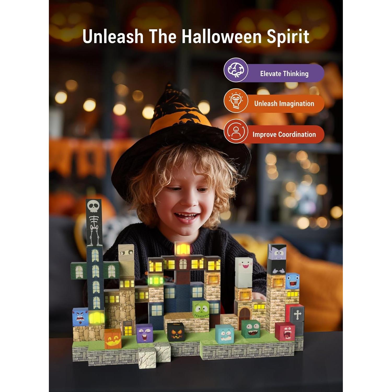 Bloques Magnéticos Halloween 137PCS Veecafiodi Juguetes STEM