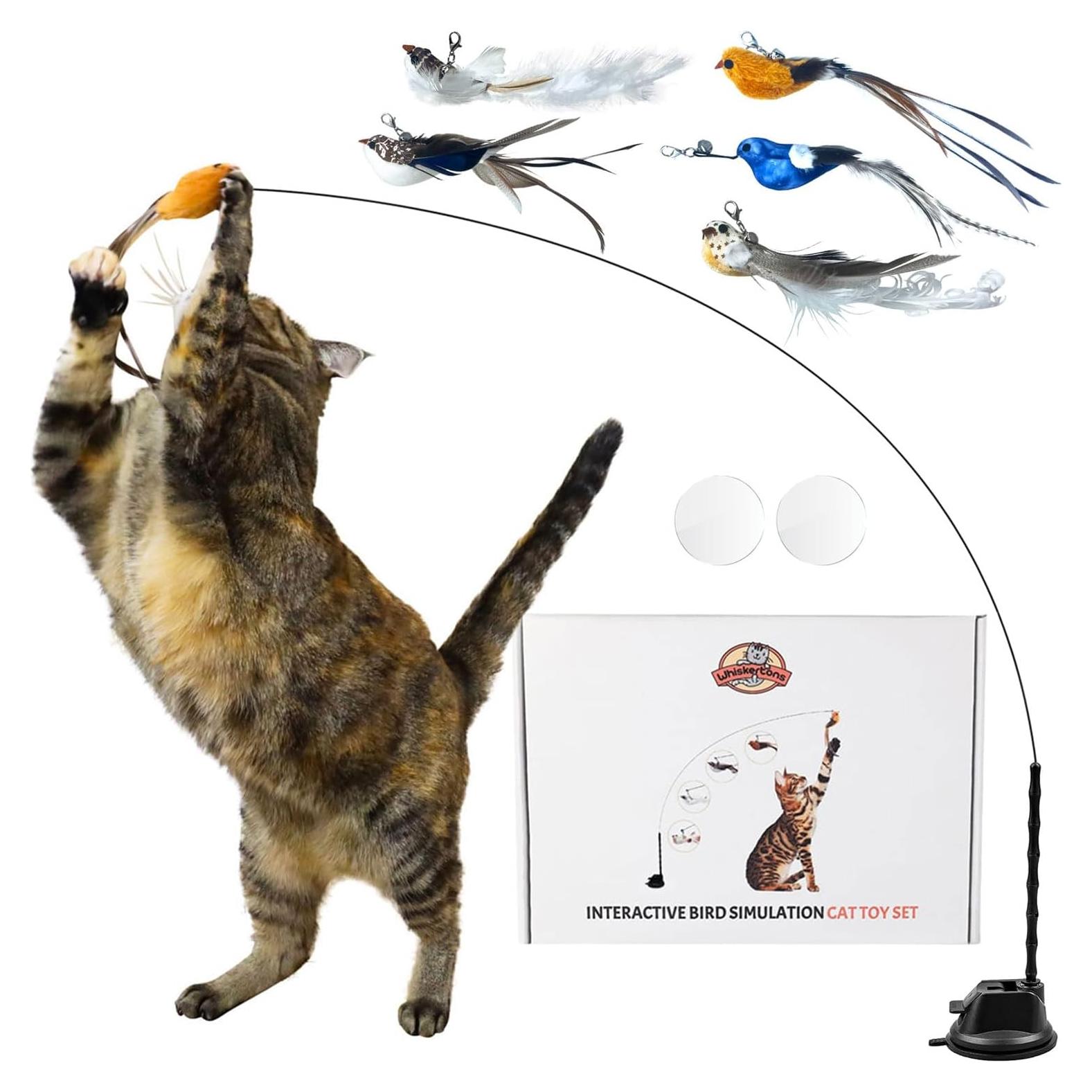 Juego de Juguetes Interactivos para Gatos Whiskertons con 5 Aves