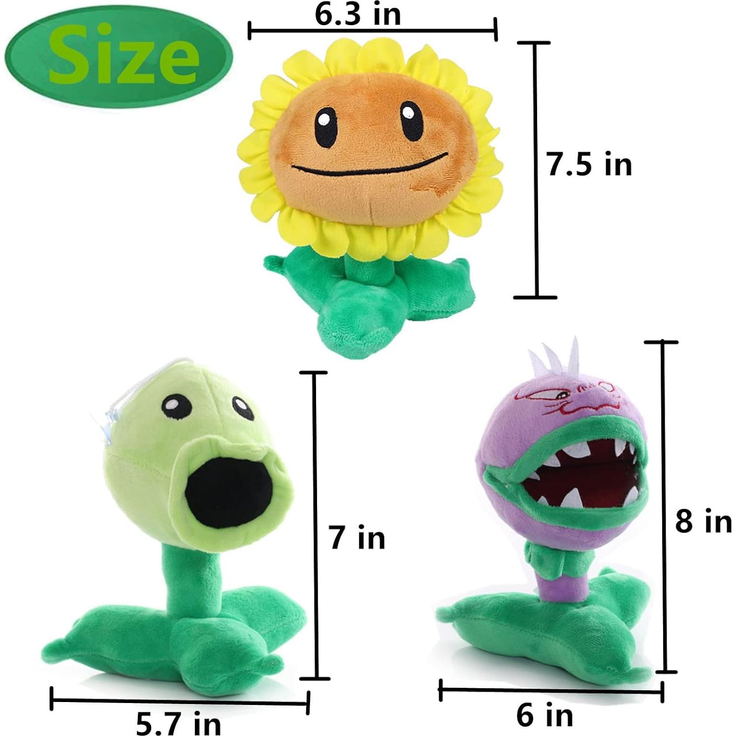 Set de Juguetes de Plantas Zombis de Felpa JHESAO 3 PCS