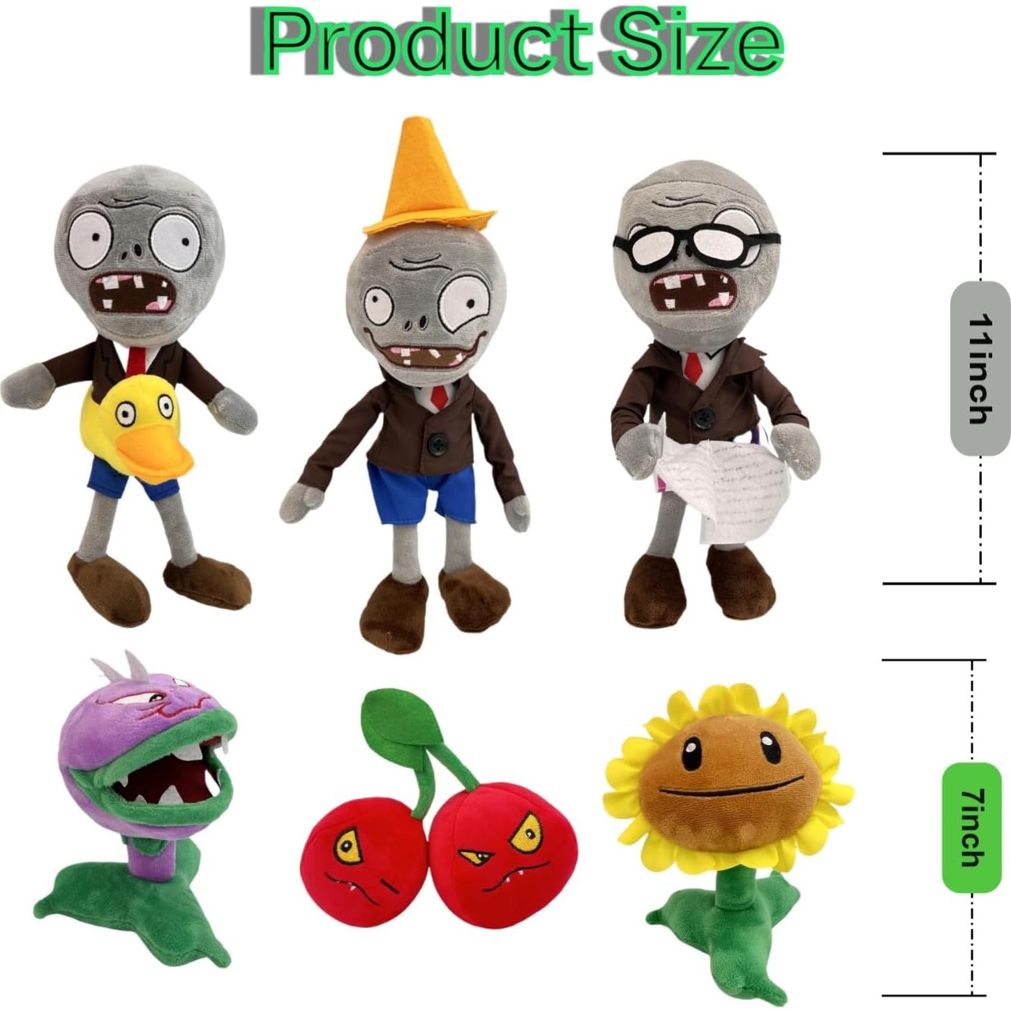 6 Piezas Juguetes de Peluche Plants vs Zombies Dyharnsty