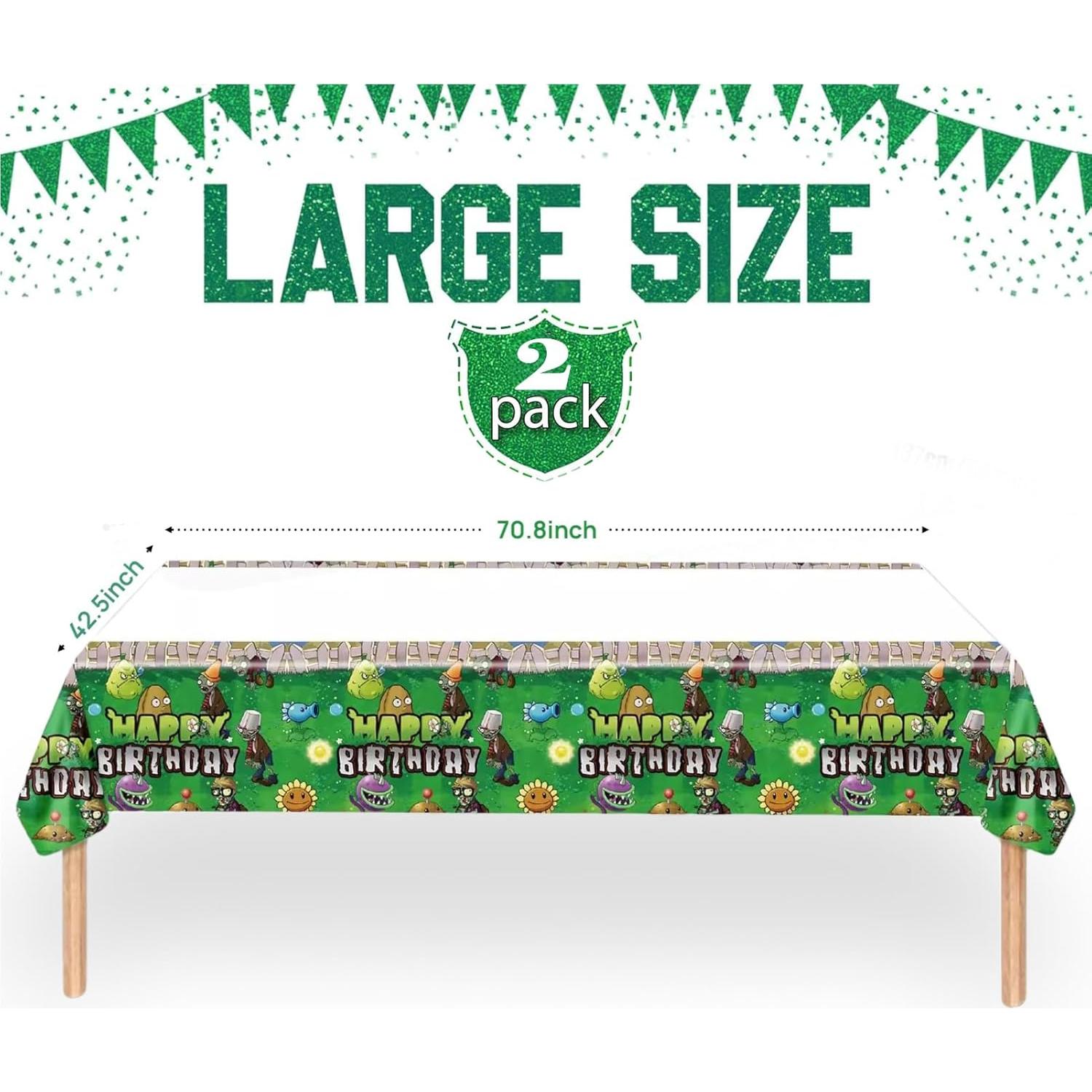 Paquete de 2 Manteles Rectangulares Plants vs Zombies 106.68x177.8cm