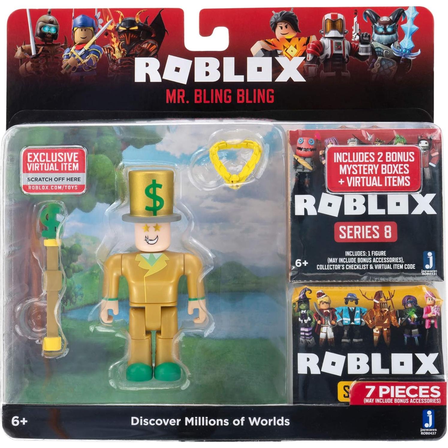 Figuras de Acción Roblox Mr. Bling Bling + 2 Figuras Misteriosas