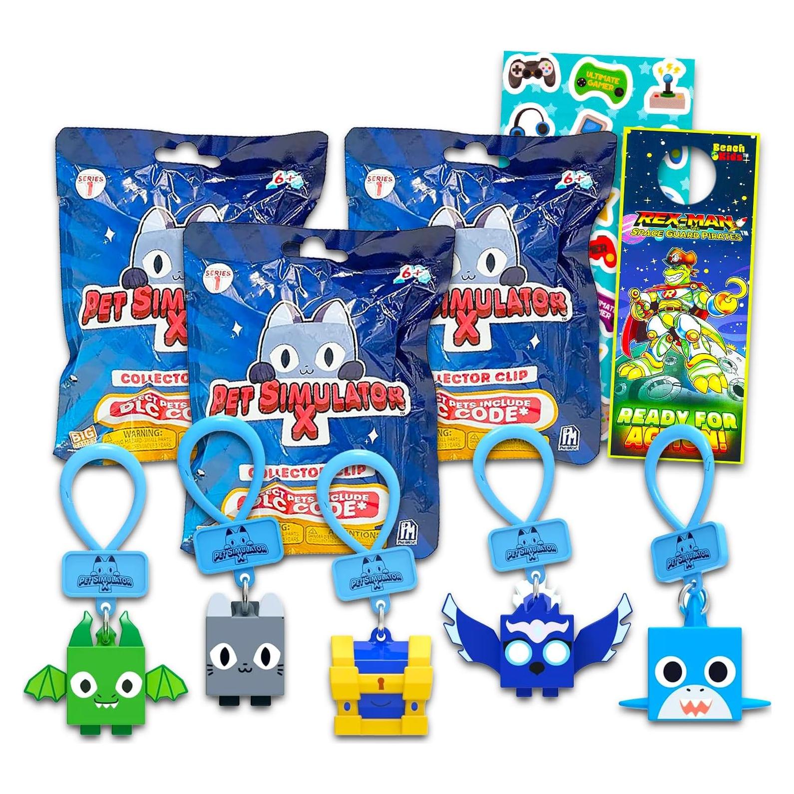 Paquete de 3 Bolsas Sorpresa Pet Simulator con Llaveros y Stickers