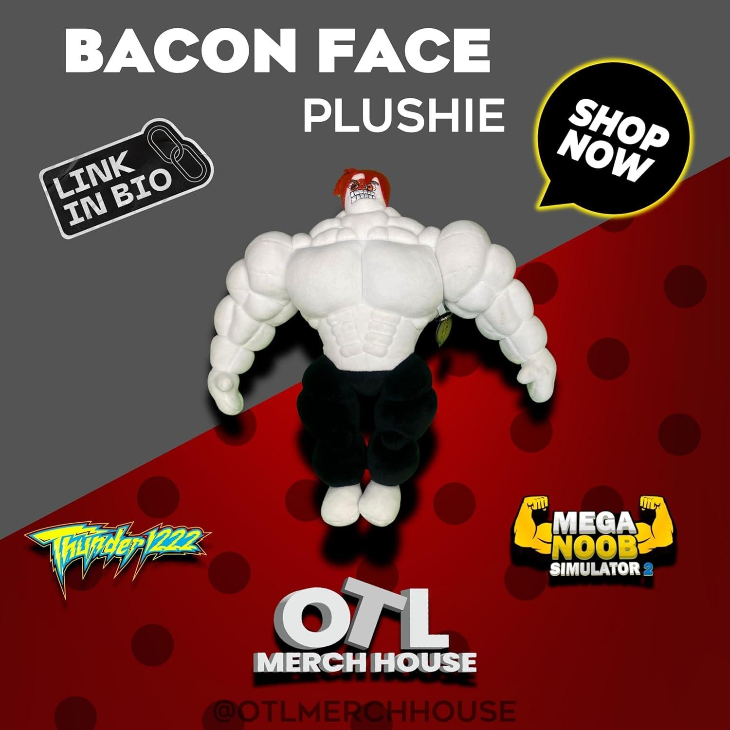 Peluche Mega Bacon OTLMERCHHOUSE 30 cm con Llavero Ed. Limitada