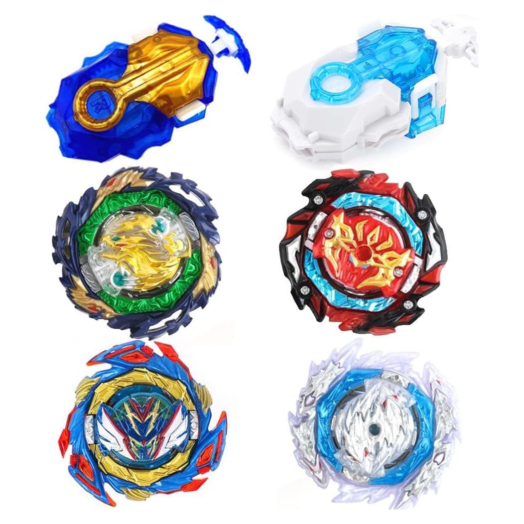 Conjunto de Juguetes de Batalla Bey con 4 Trompos y 2 Lanzadores