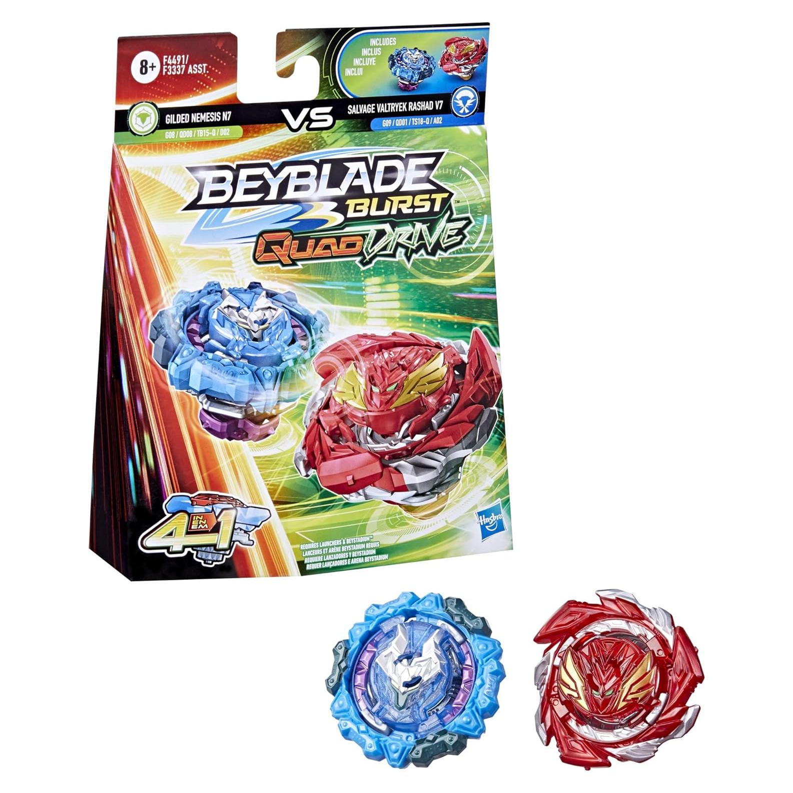 Beyblade Burst QuadDrive Salvage Valtryek y Gilded Nemesis - 2 Trompos