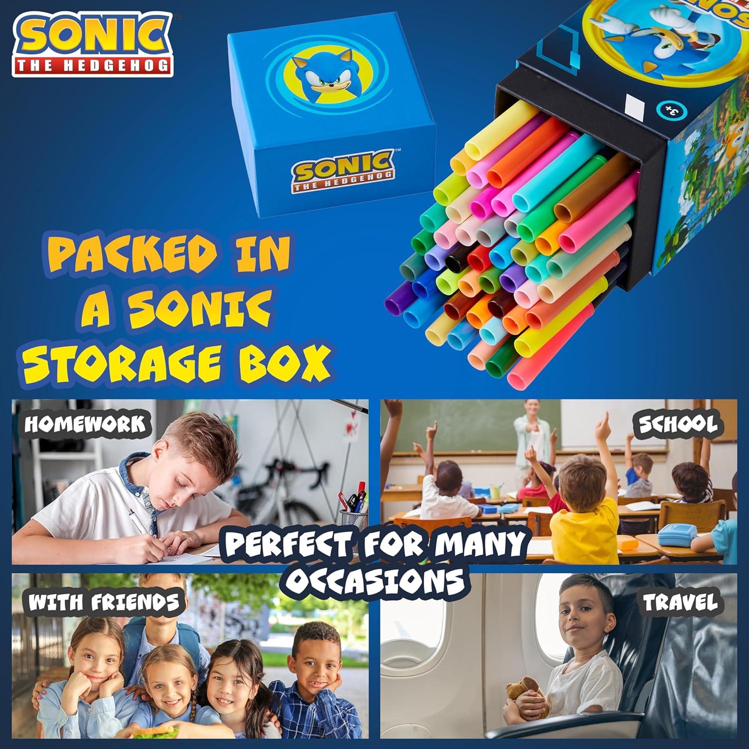 Set de 48 Marcadores Lavables Sonic The Hedgehog para Niños