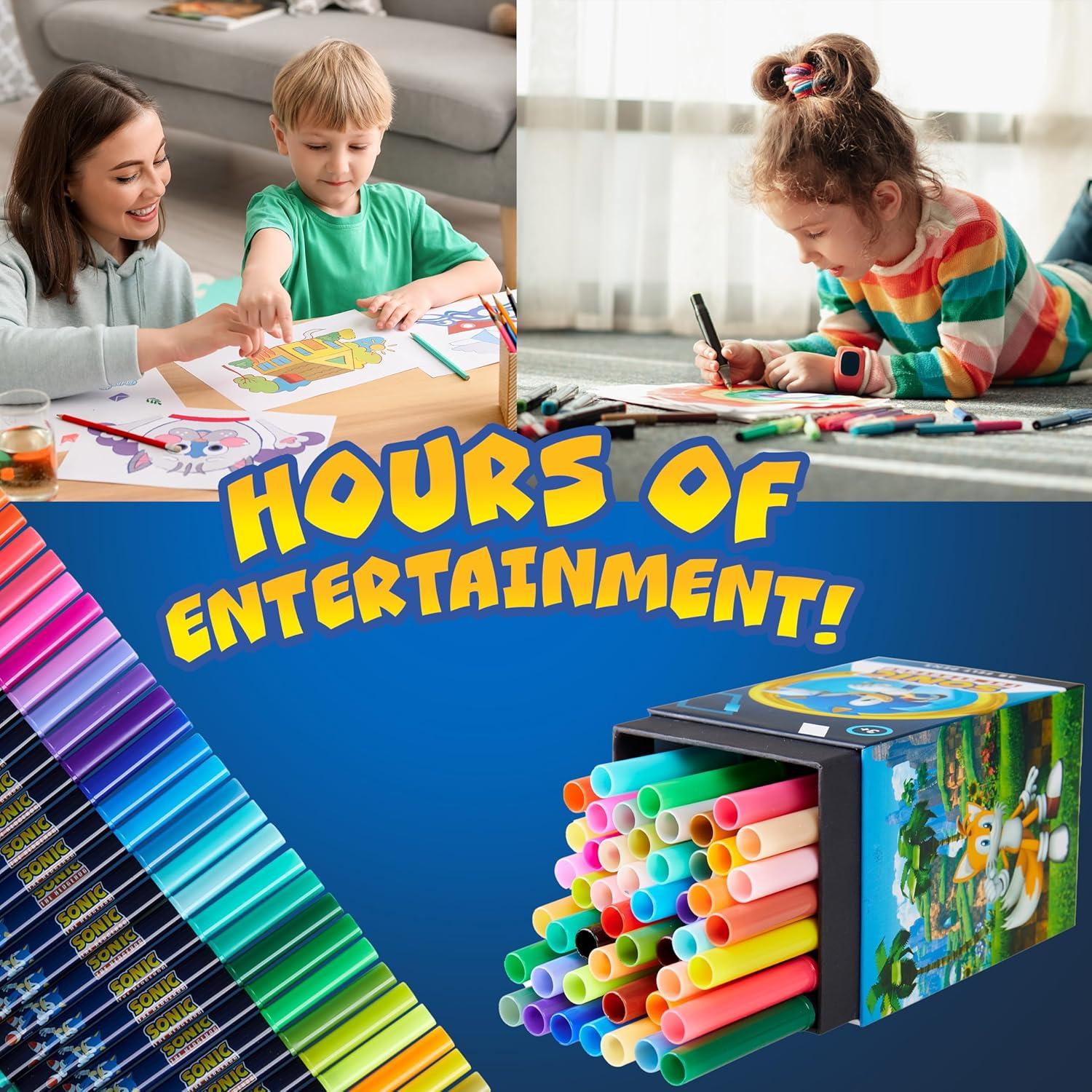 Set de 48 Marcadores Lavables Sonic The Hedgehog para Niños