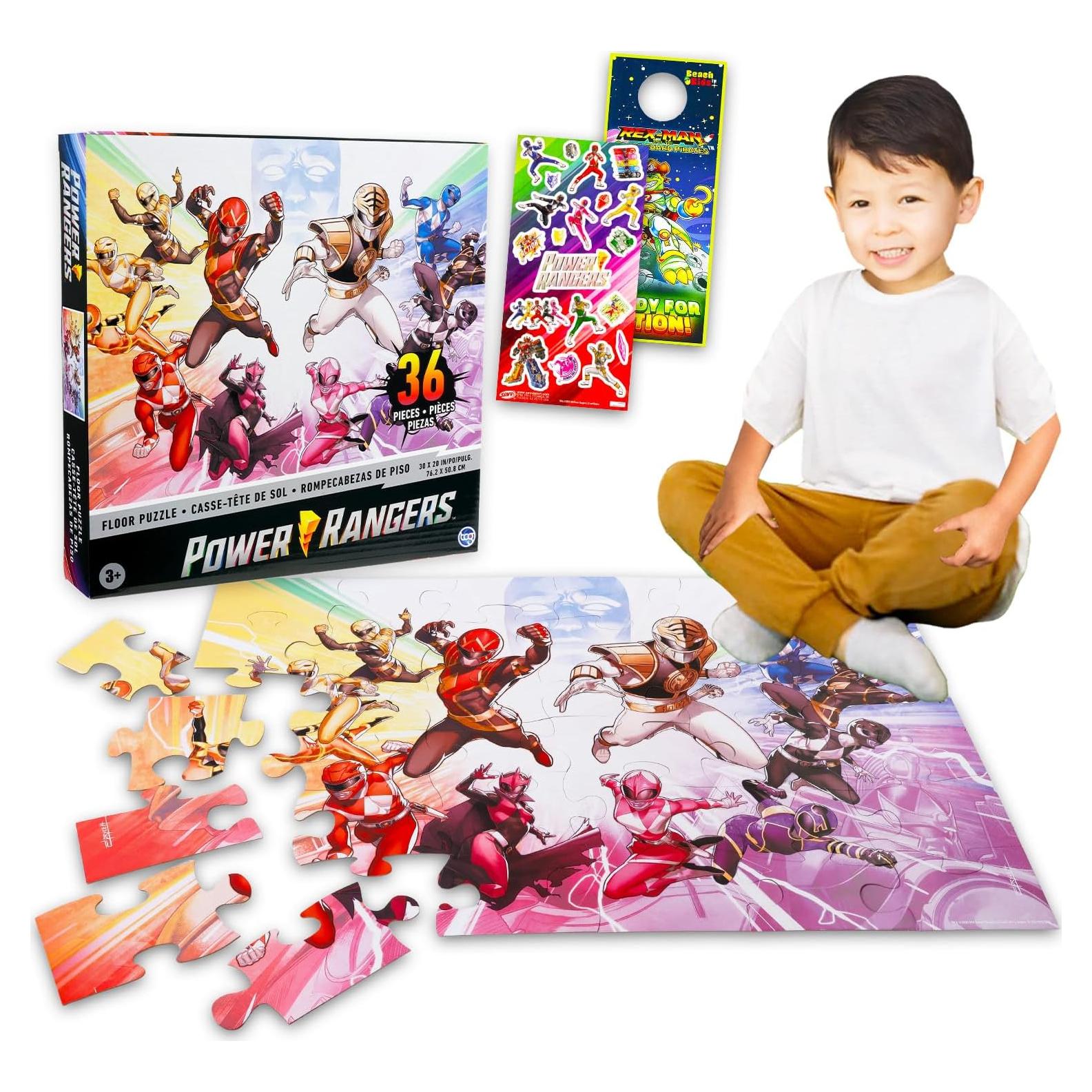 Rompecabezas de Suelo Power Rangers 36 Piezas con Stickers