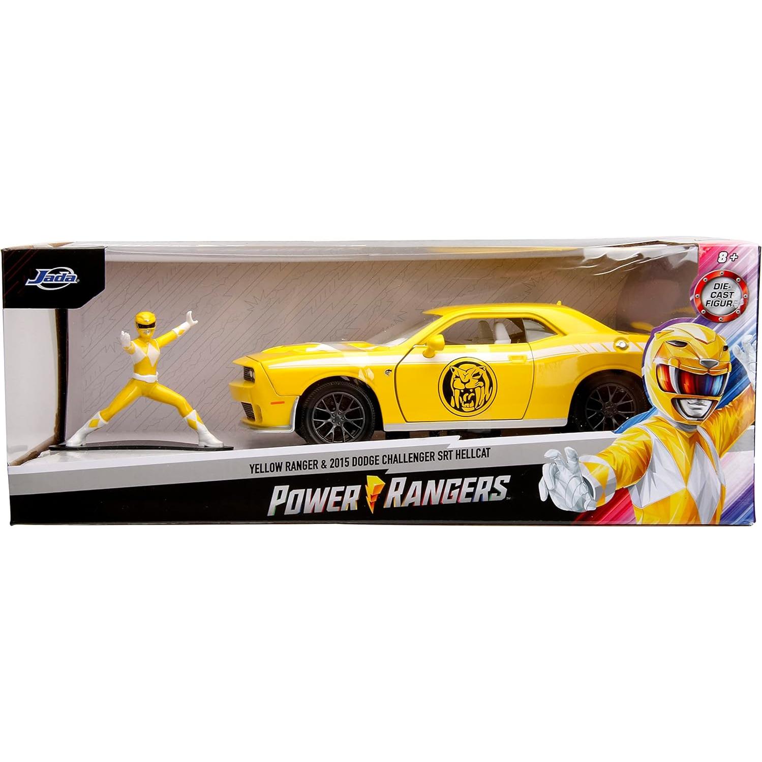 Coche de Fundición Jada 2015 Dodge Challenger SRT Hellcat con Ranger Amarillo