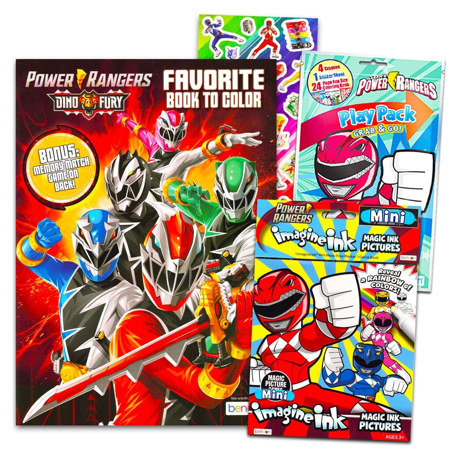 Conjunto de Libros para Colorear Power Rangers - 3 Libros + Stickers
