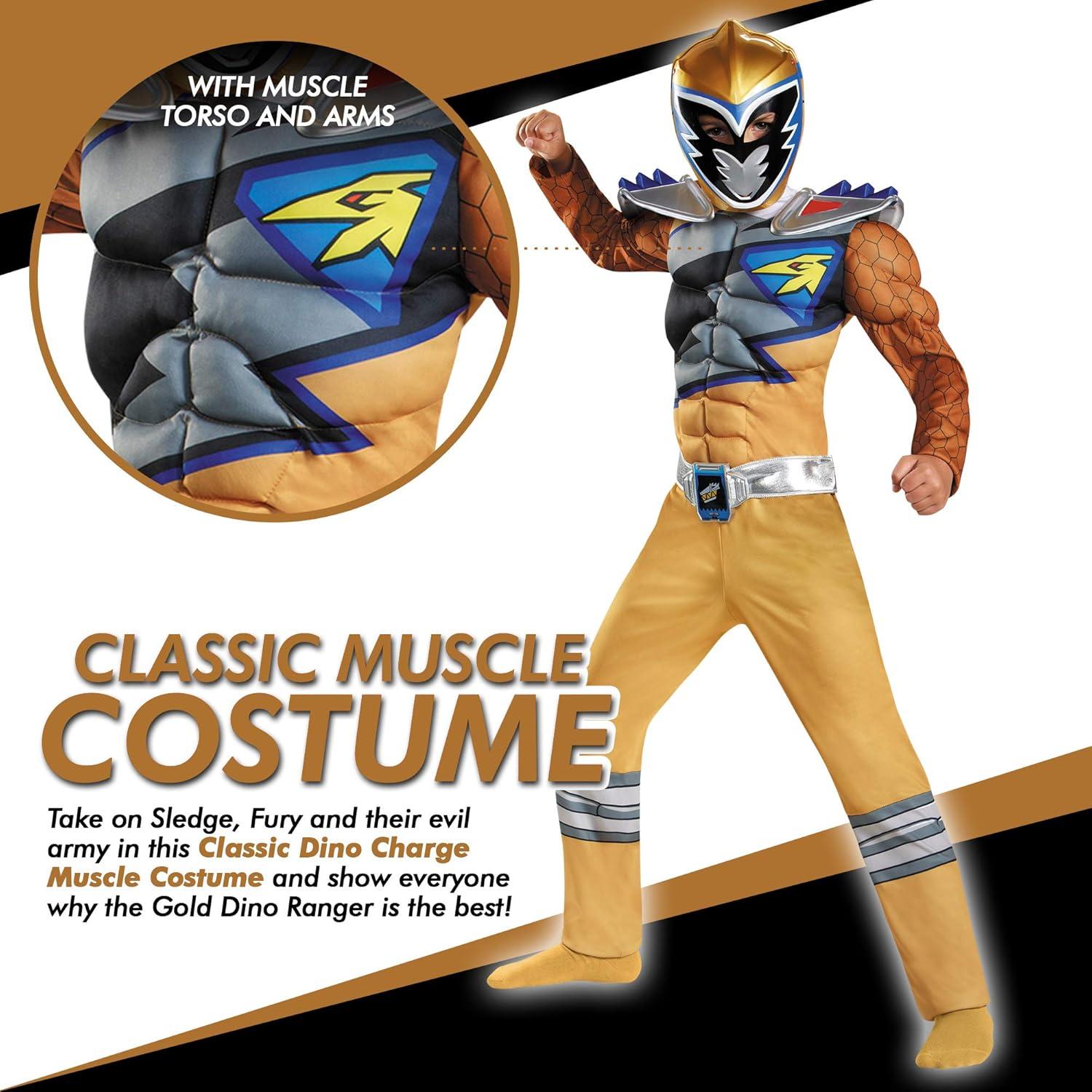 Disfraz Musculoso Clásico Gold Power Rangers Dino Charge 4-6 años