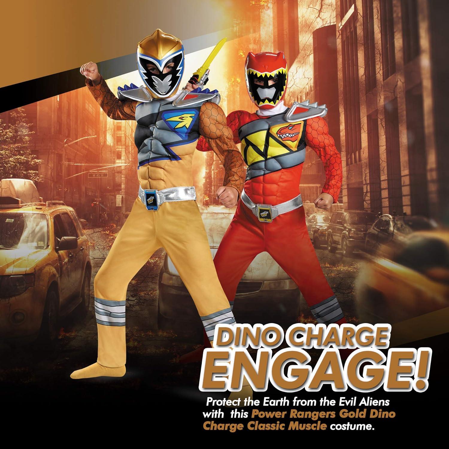 Disfraz Musculoso Clásico Gold Power Rangers Dino Charge 4-6 años