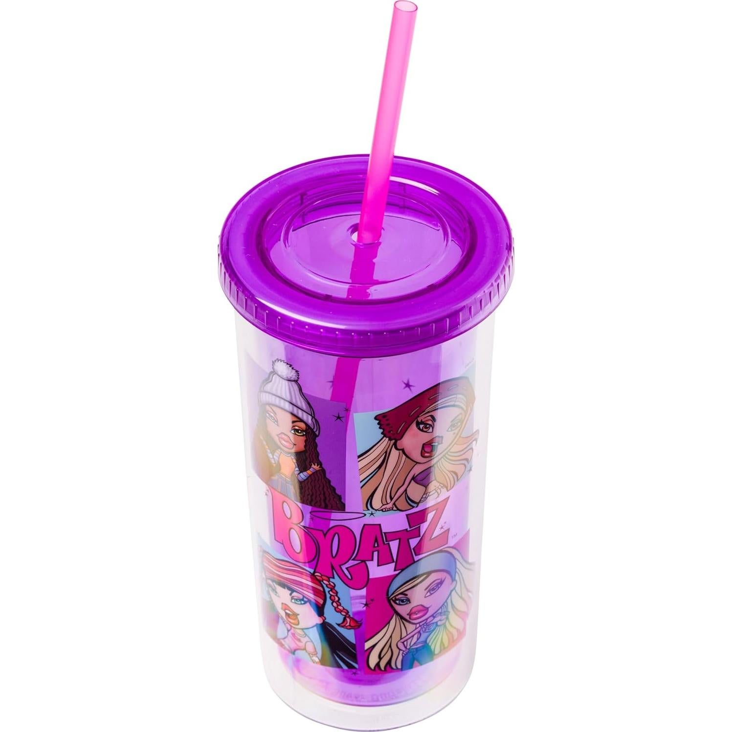 Taza Fría Alta Silver Buffalo Bratz Grid 591 ml con Cloe y amigas