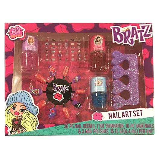 Juego de Arte de Uñas Bratz con 3 Esmaltes y 10 Uñas Falsas