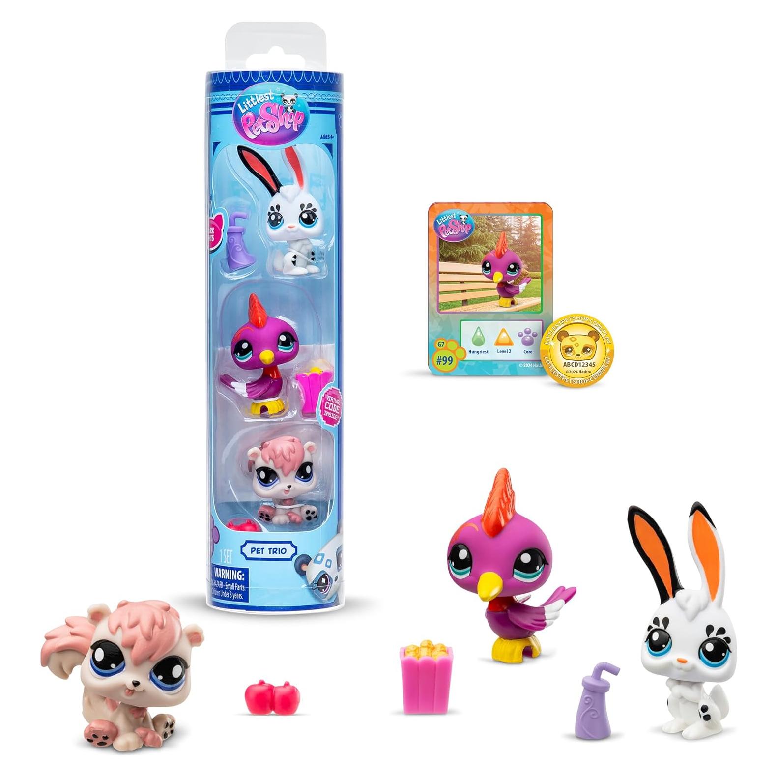 Littlest Pet Shop Pack 3 Mascotas del Parque BF00598 - 6 cm