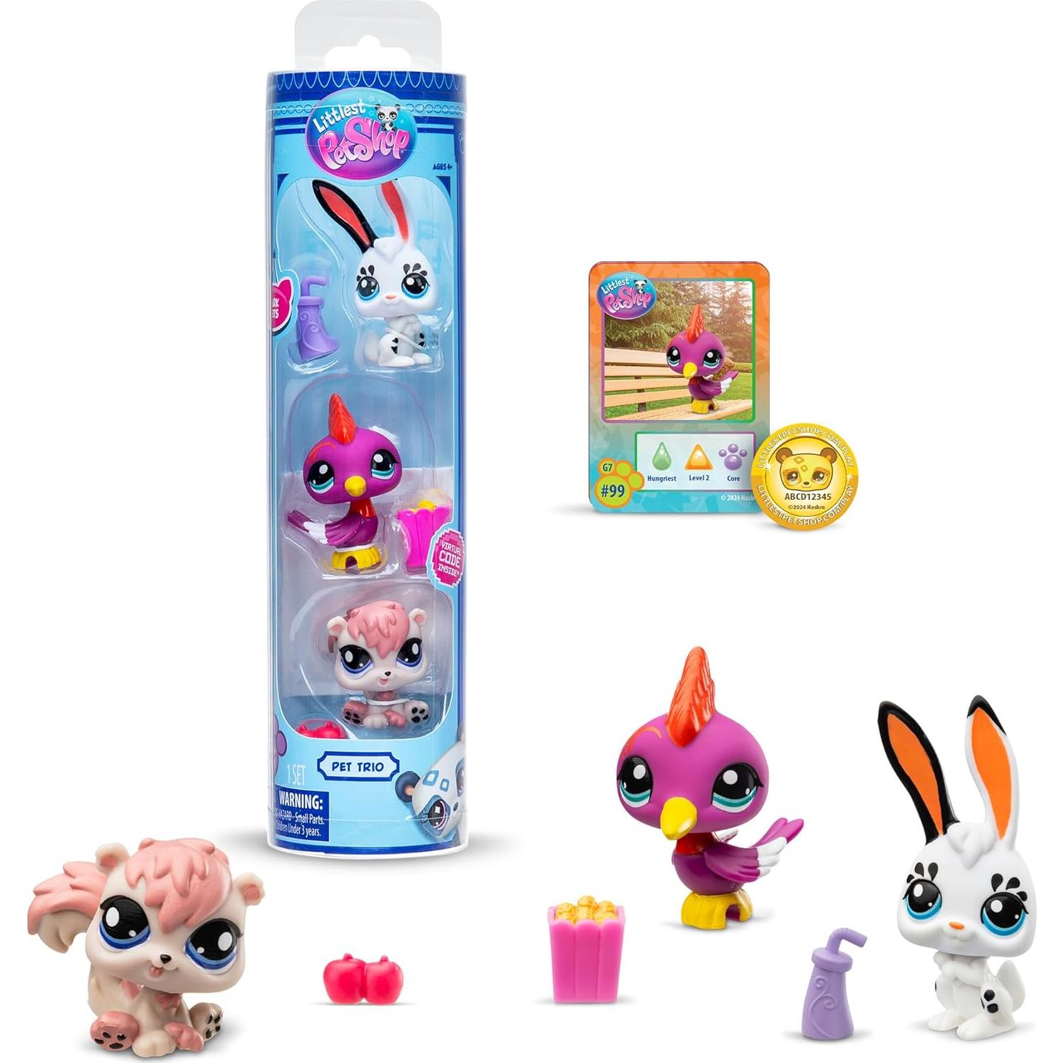 Littlest Pet Shop Pack 3 Mascotas del Parque BF00598 - 6 cm