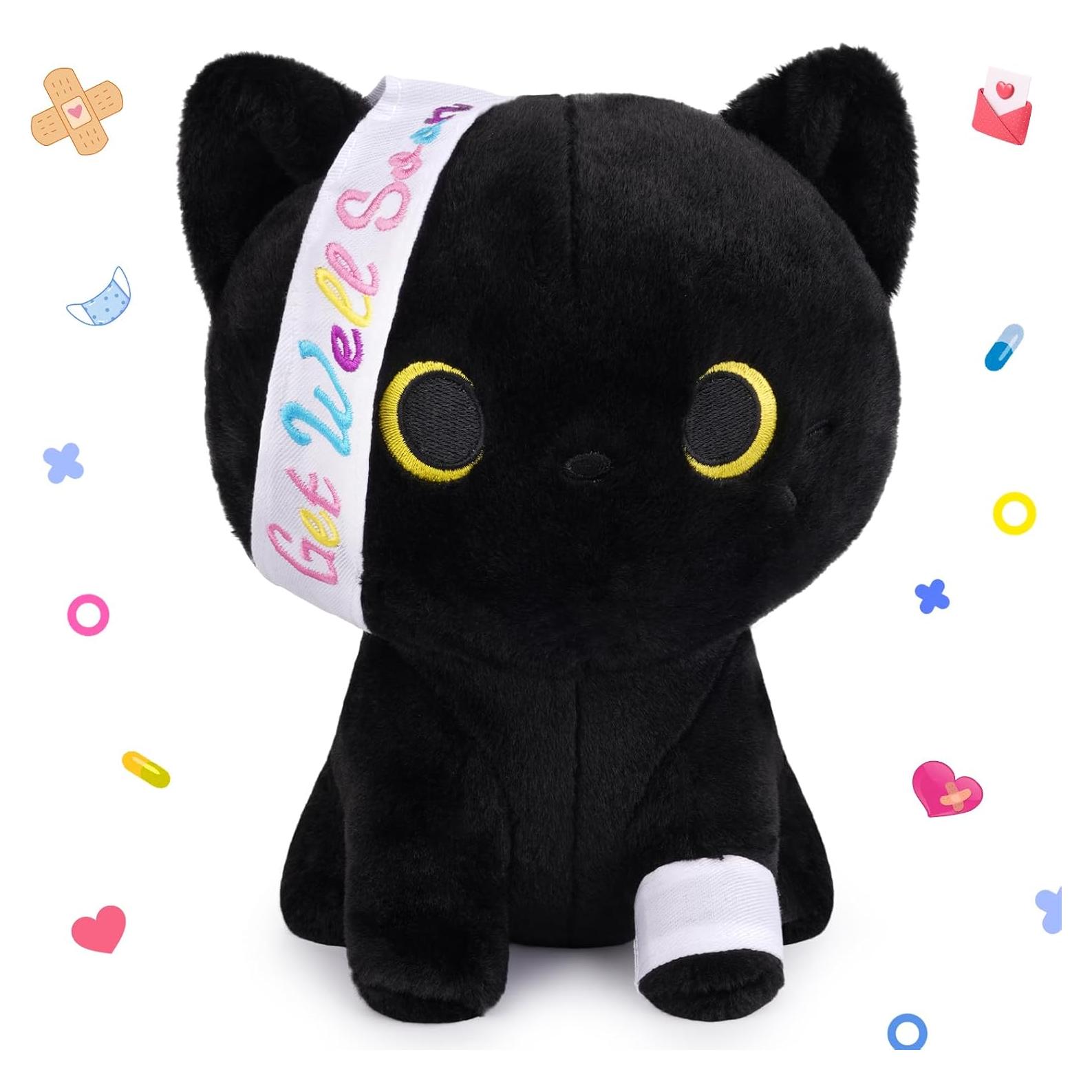 Gato Negro de Peluche Mejorate Pronto 20cm - Regalo Confort