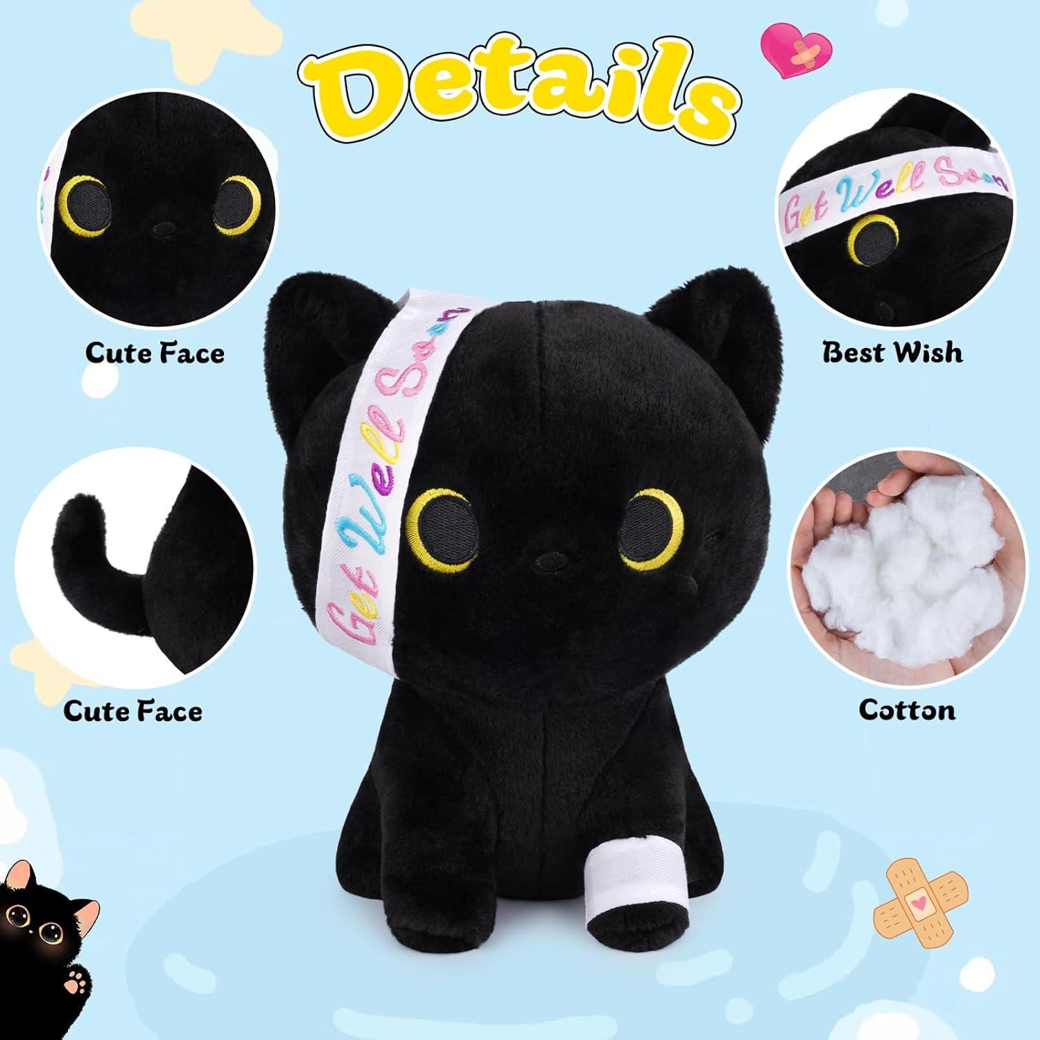 Gato Negro de Peluche Mejorate Pronto 20cm - Regalo Confort
