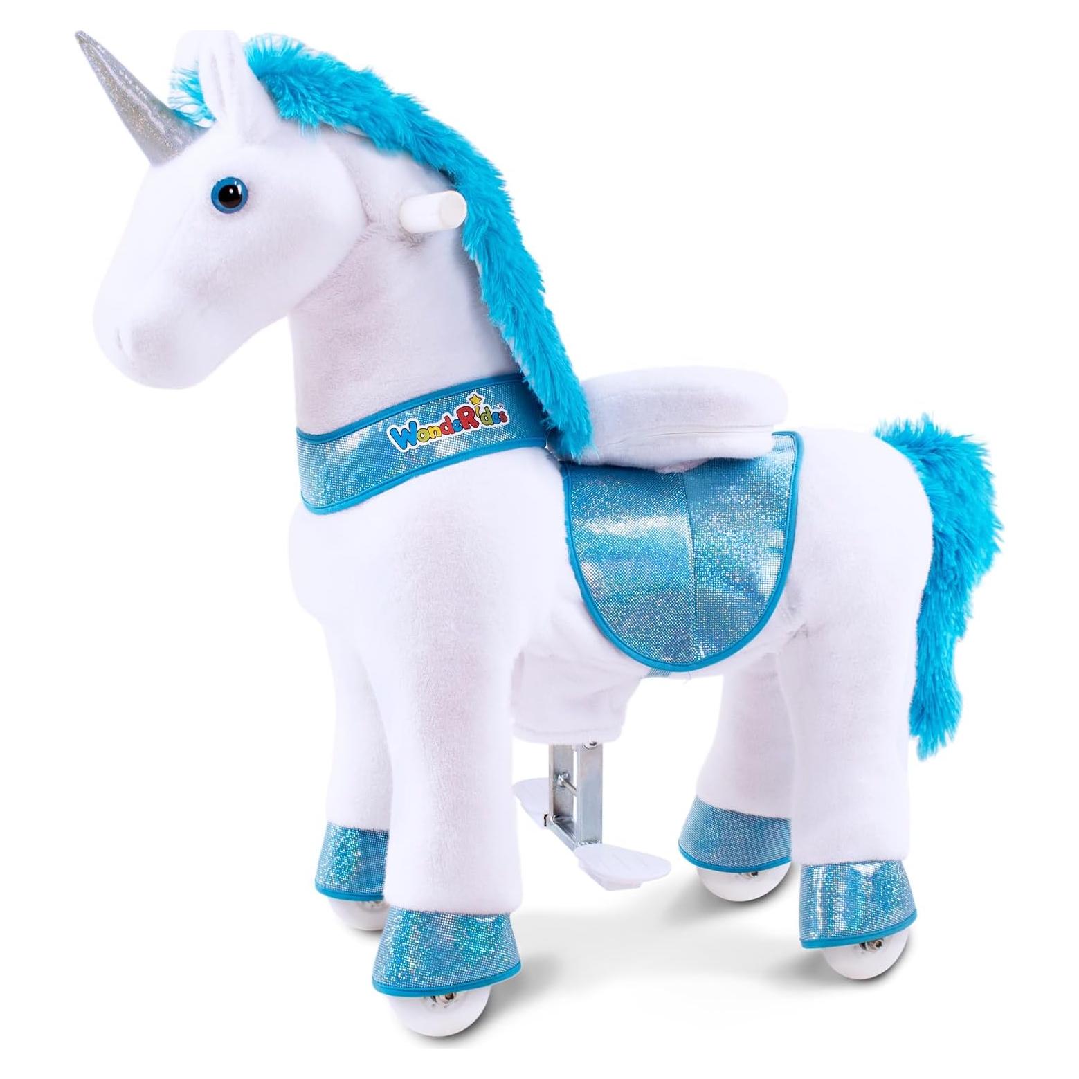 Caballo Unicornio Montable WondeRides Azul 76 cm para Niños 3-4 Años