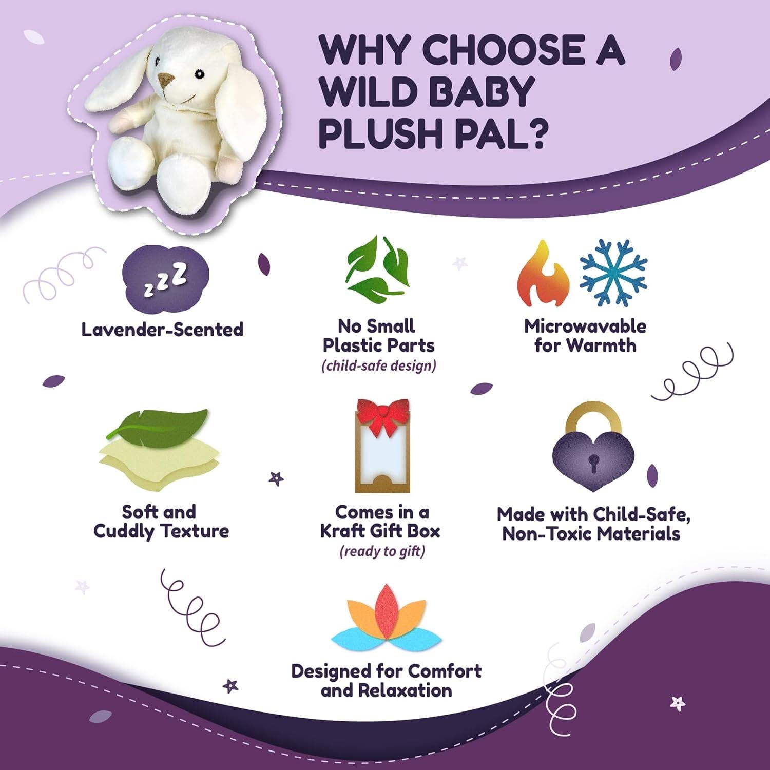 Peluche Conejo Calentable WILD BABY - 286g, 20x8x25cm