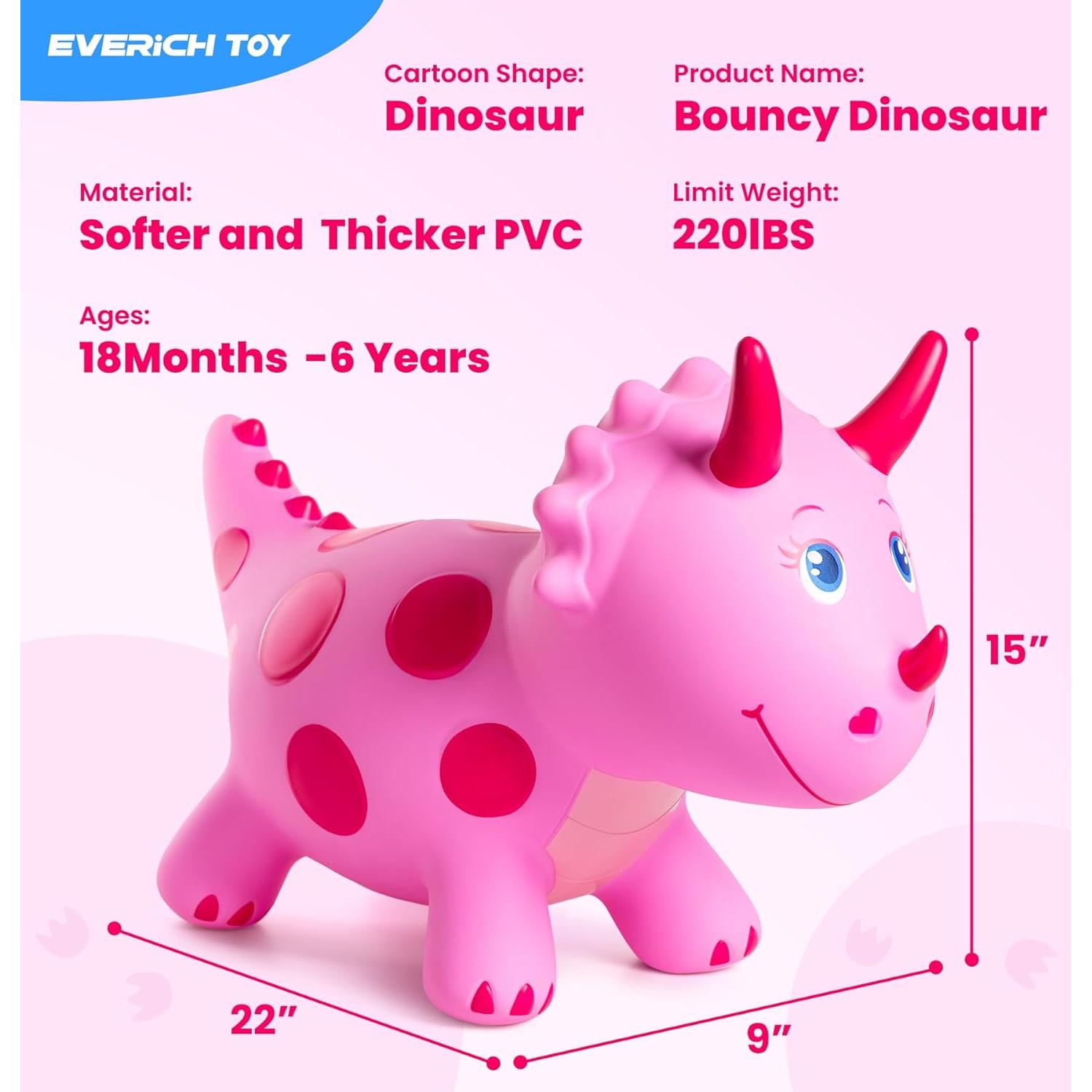 Juguete Saltarín Dinosaurio Triceratops Rosa EVERICH 1.85kg