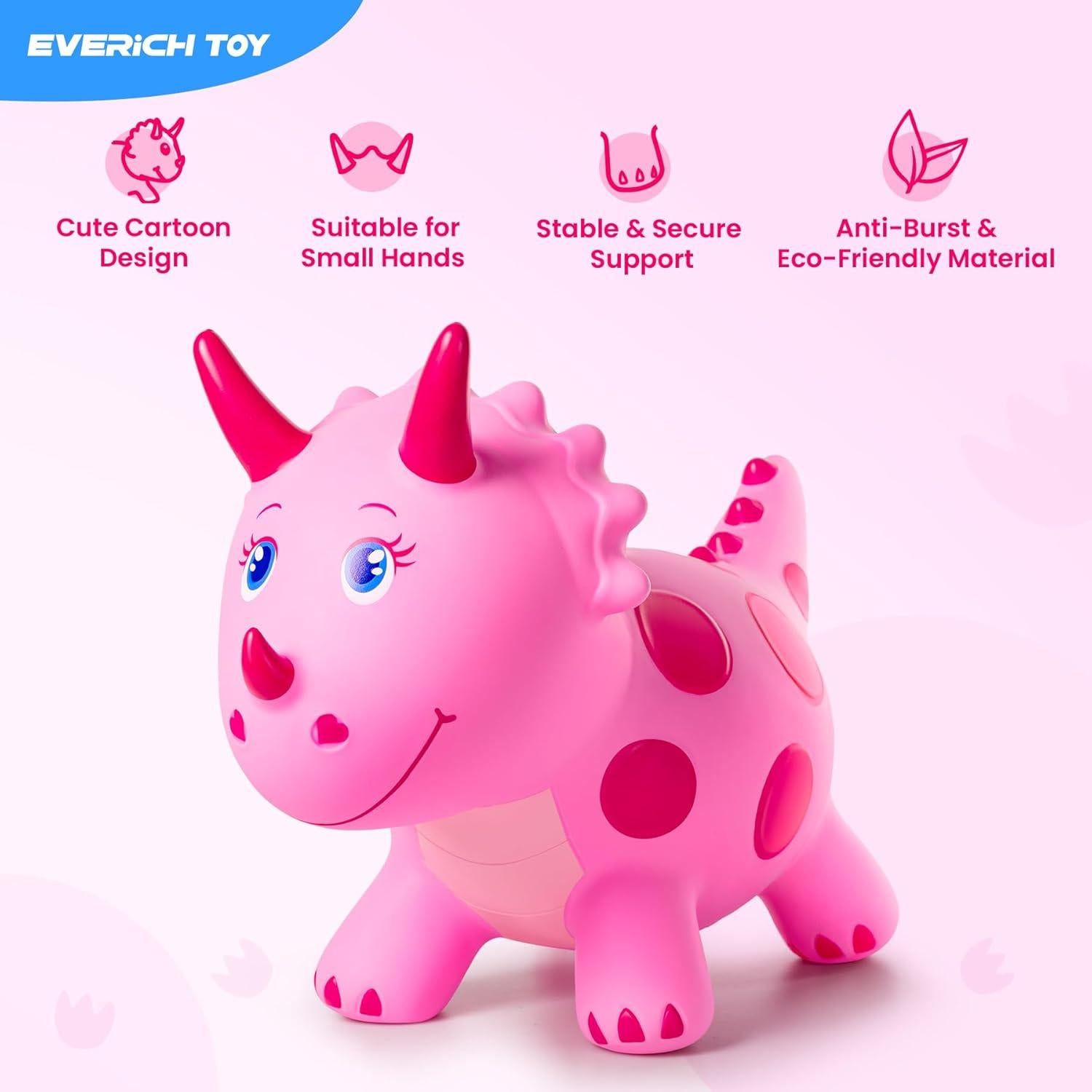 Juguete Saltarín Dinosaurio Triceratops Rosa EVERICH 1.85kg