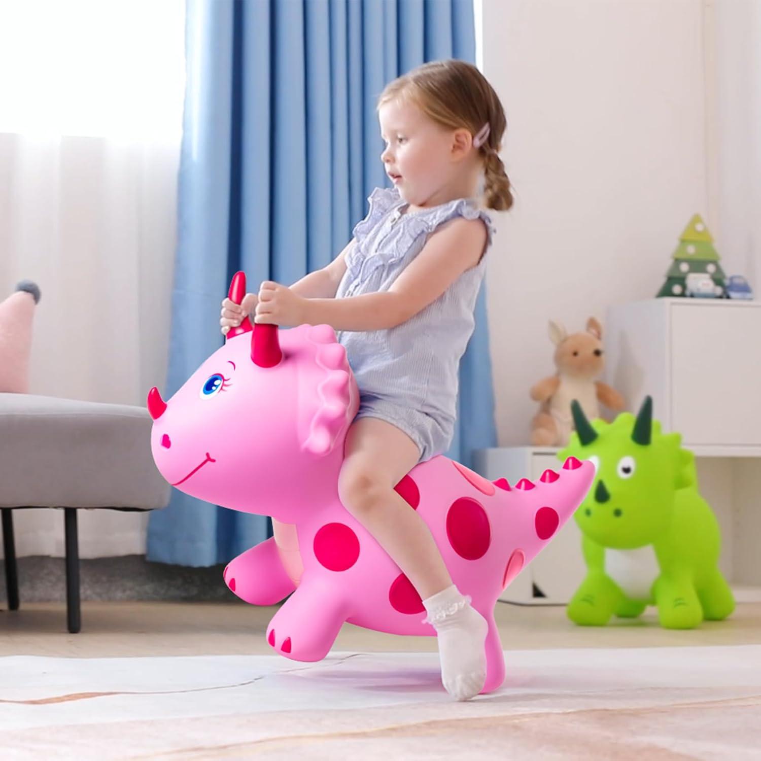 Juguete Saltarín Dinosaurio Triceratops Rosa EVERICH 1.85kg