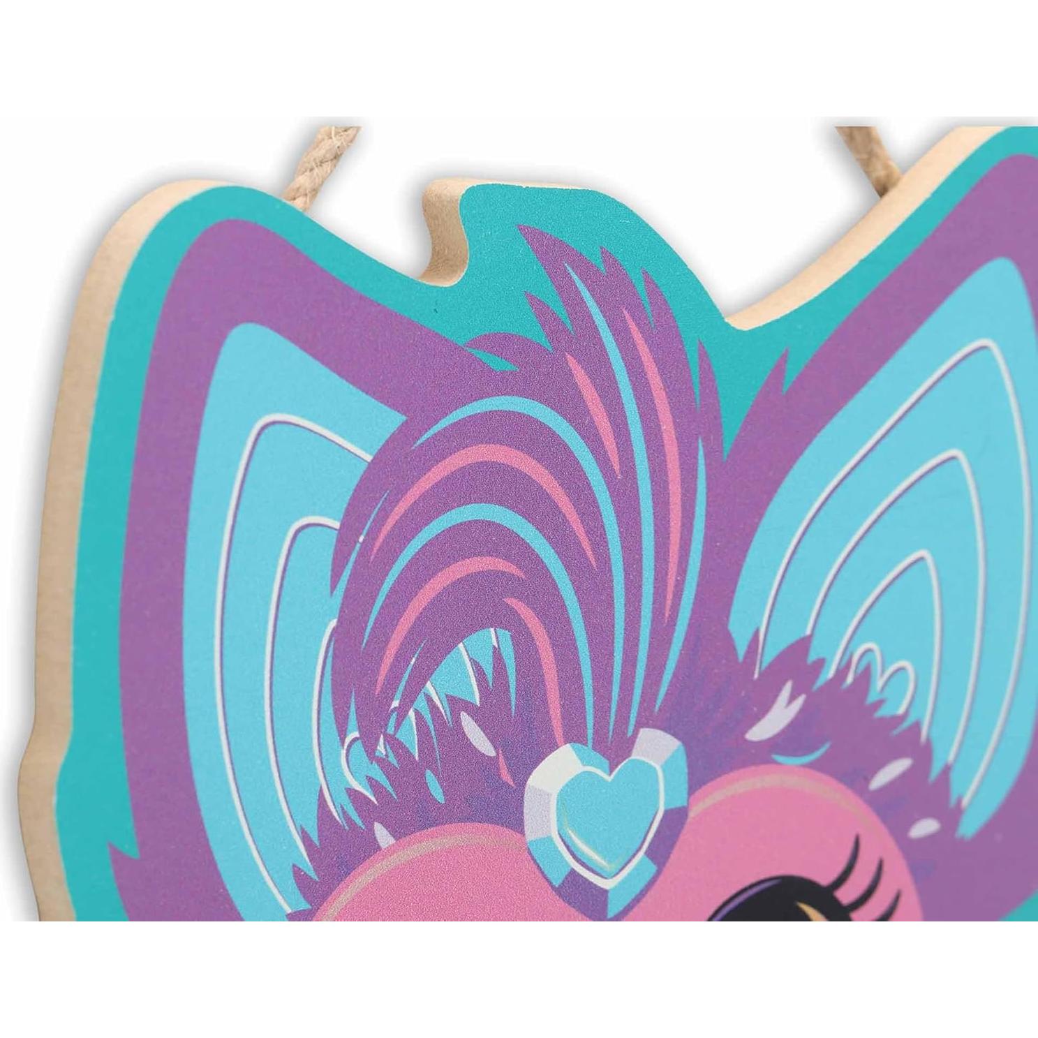Letrero Colgante de Madera Furby Morado - Decoración Retro