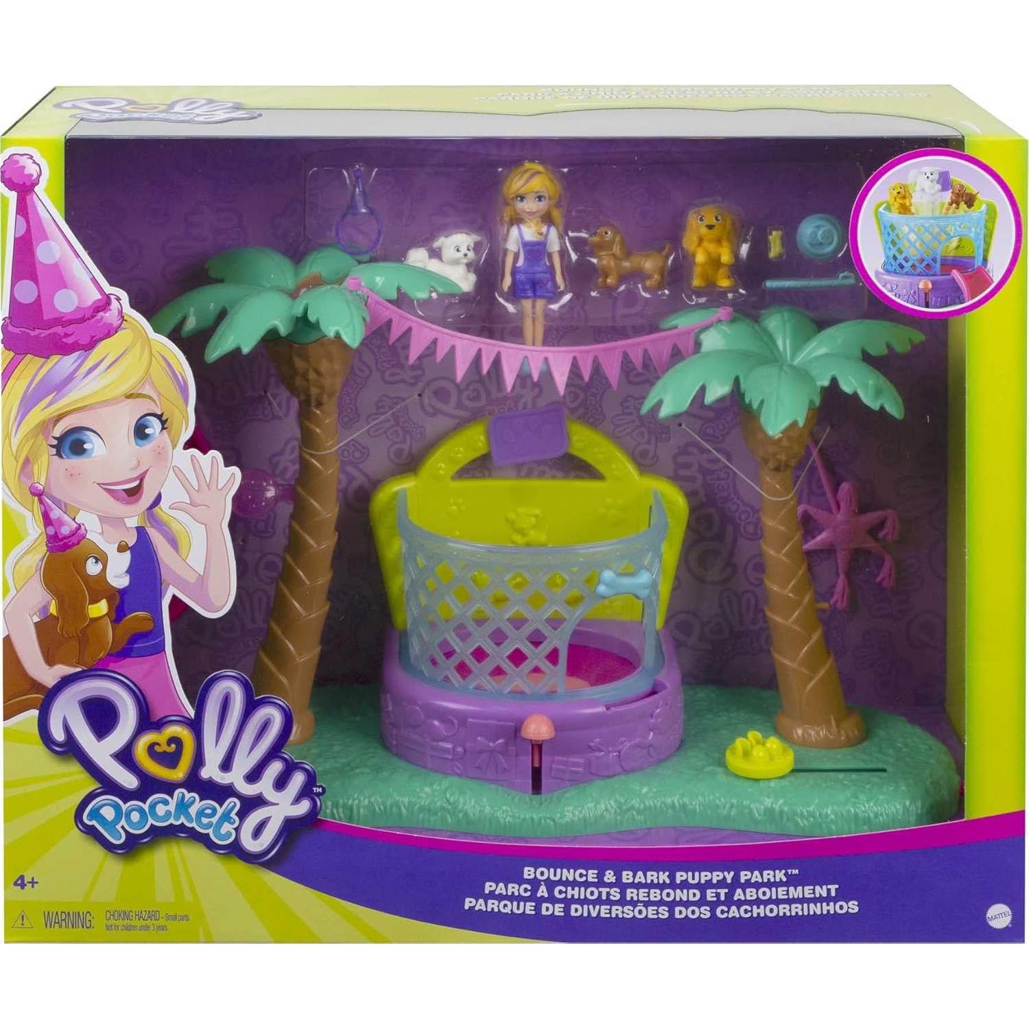 Juego Polly Pocket Parque de Perros con Muñeca y Mascotas