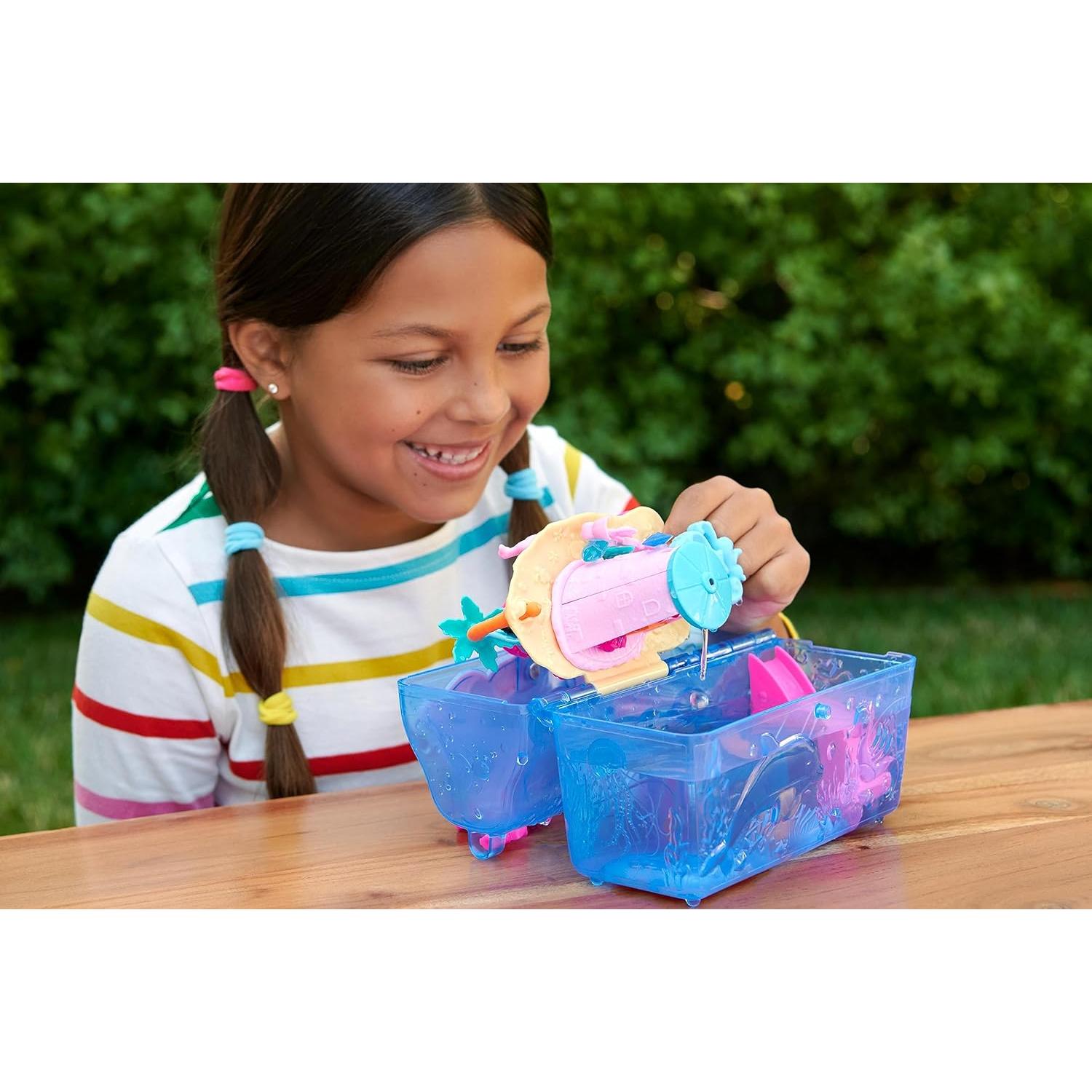 Juego de Polly Pocket Cofre del Tesoro Aventura Sparkle Cove con 2 Muñecas y Accesorios